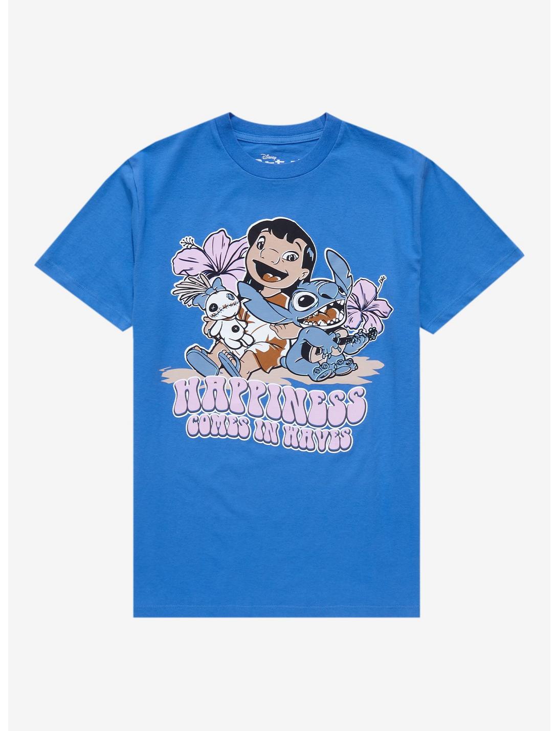 Disney Lilo & Stitch Happiness T-Shirt - BoxLunch Exclusive, ROYAL, hi-res