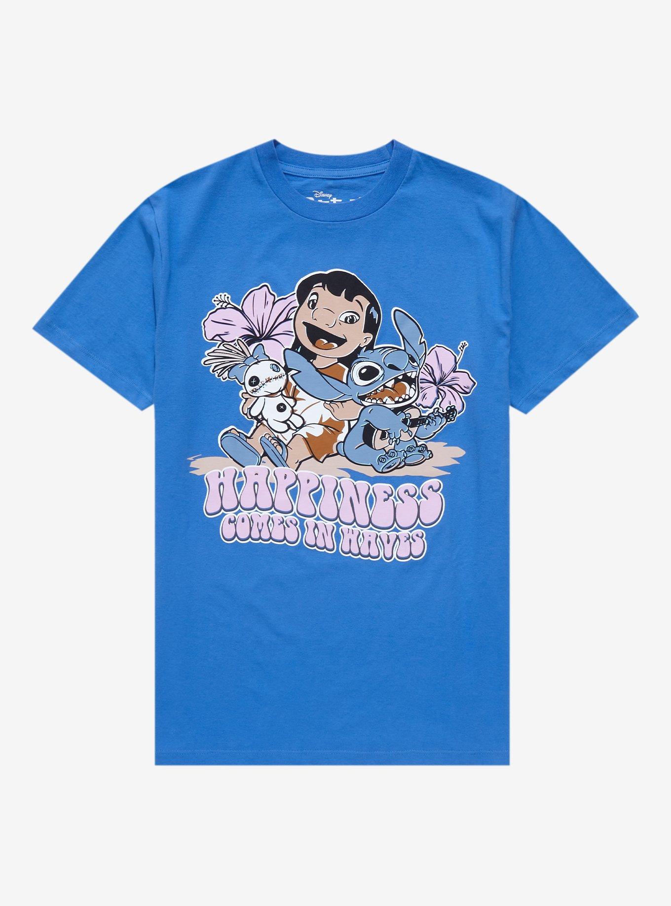 Disney Lilo & Stitch Happiness T-Shirt - BoxLunch Exclusive, ROYAL, hi-res
