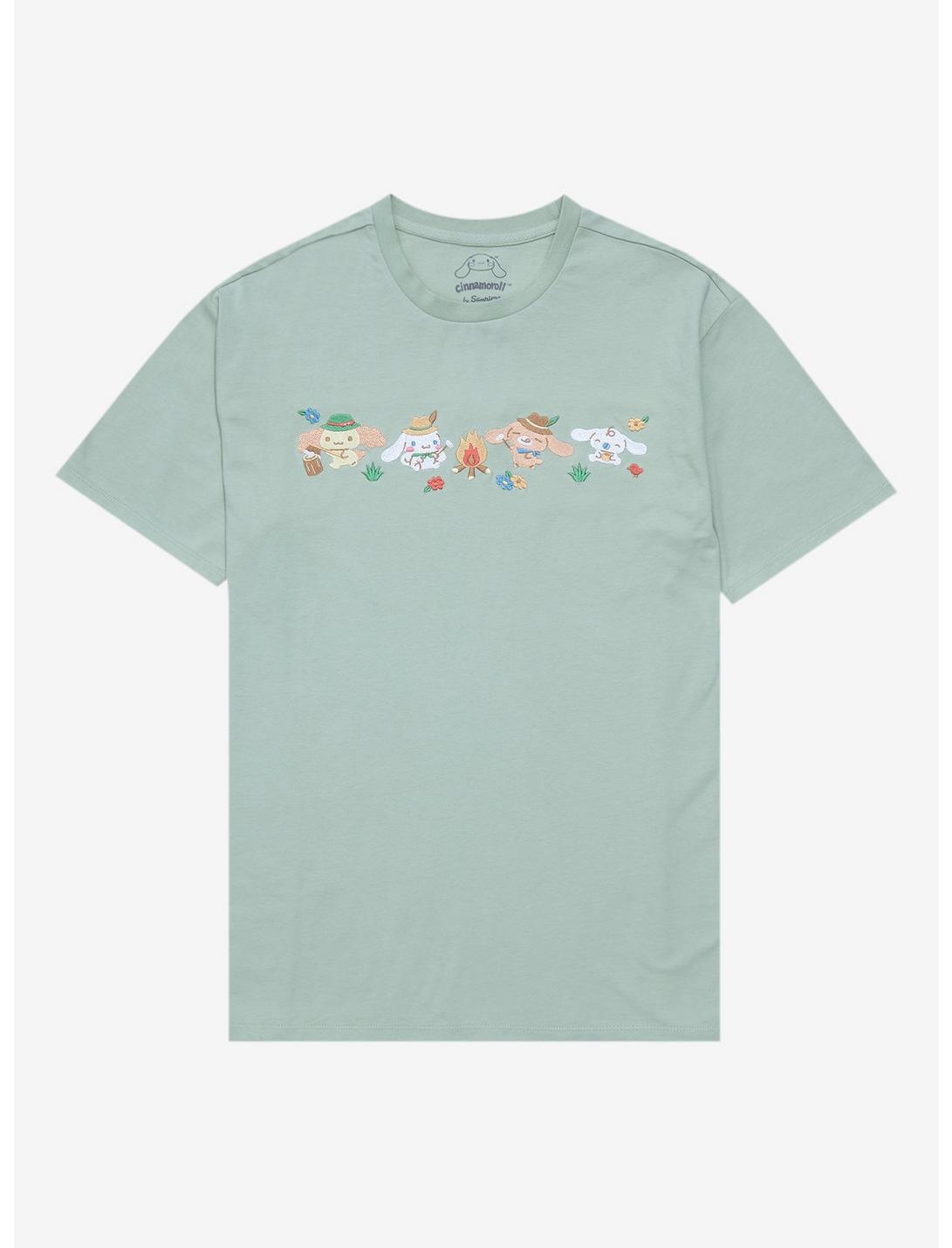 Sanrio Cinnamoroll Camping Group Portrait T-Shirt - BoxLunch Exclusive, SAGE, hi-res