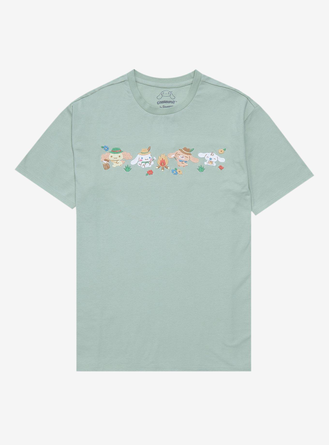 Sanrio Cinnamoroll Camping Group Portrait T-Shirt - BoxLunch Exclusive, SAGE, hi-res