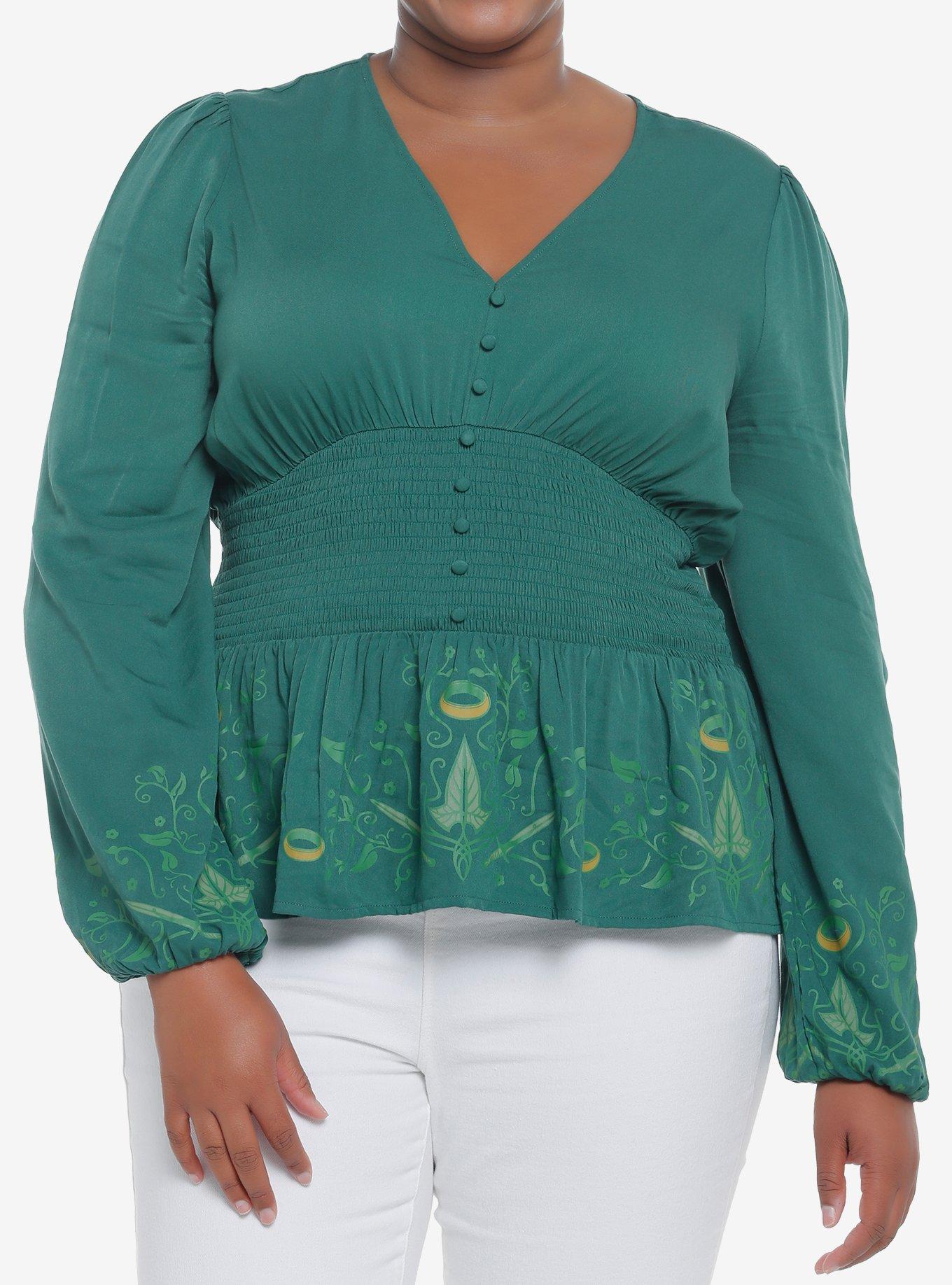 Her Universe The Lord Of The Rings Leaf & Ring Long-Sleeve Top Plus Size, , hi-res