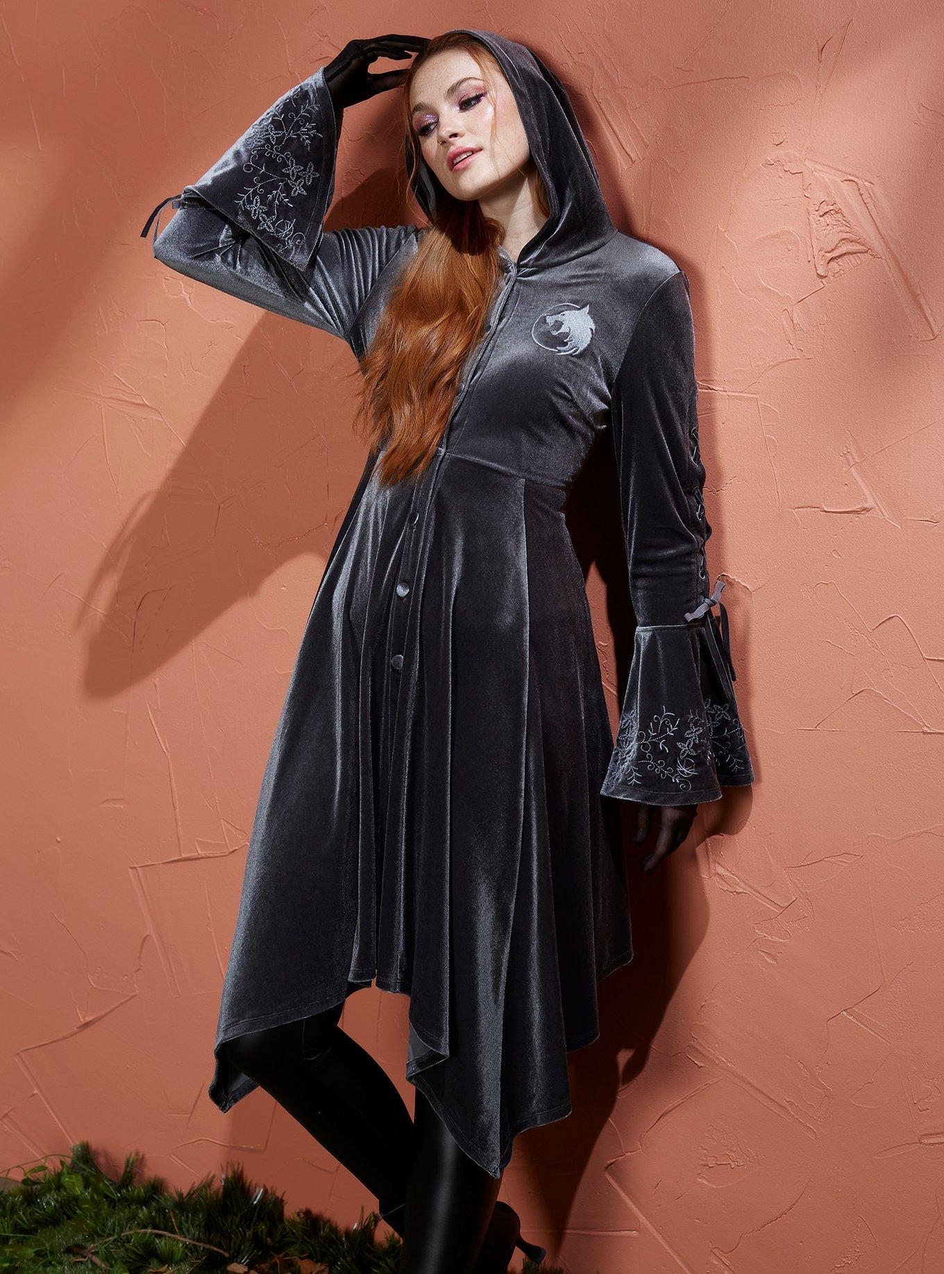 Her Universe The Witcher Velvet Hooded Cardigan, DARK GREY, hi-res