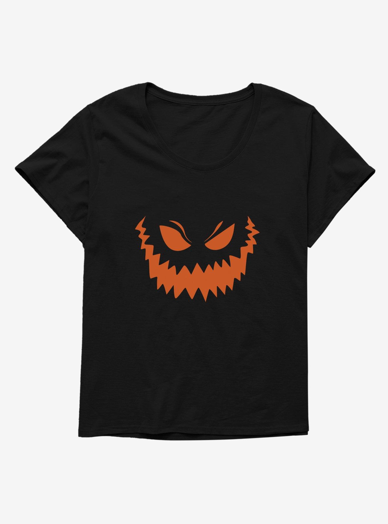 Halloween Grim Jack-O'-Lantern Face Womens T-Shirt Plus Size, BLACK, hi-res