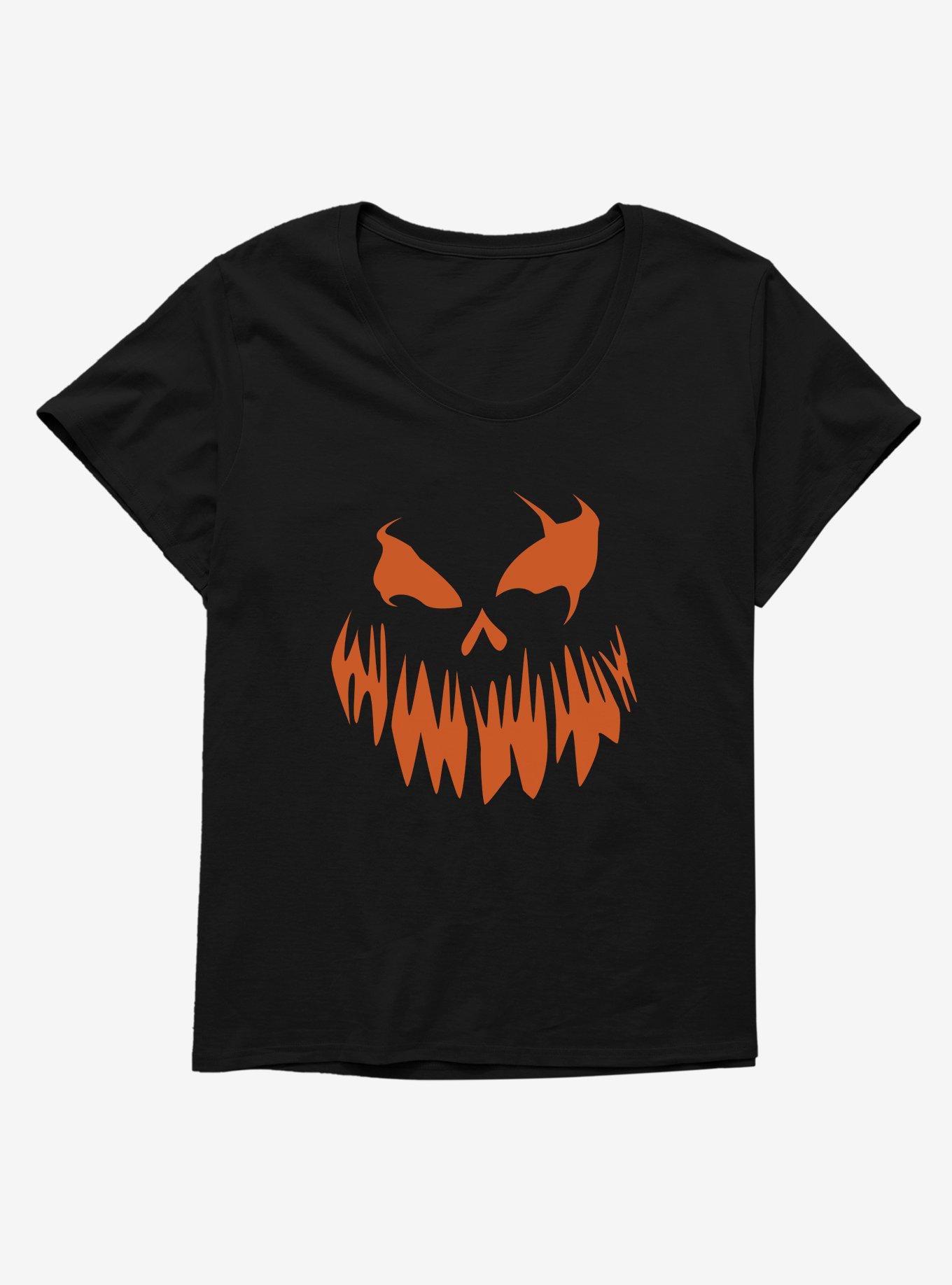 Halloween Monstrous Jack-O'-Lantern Face Womens T-Shirt Plus Size, BLACK, hi-res
