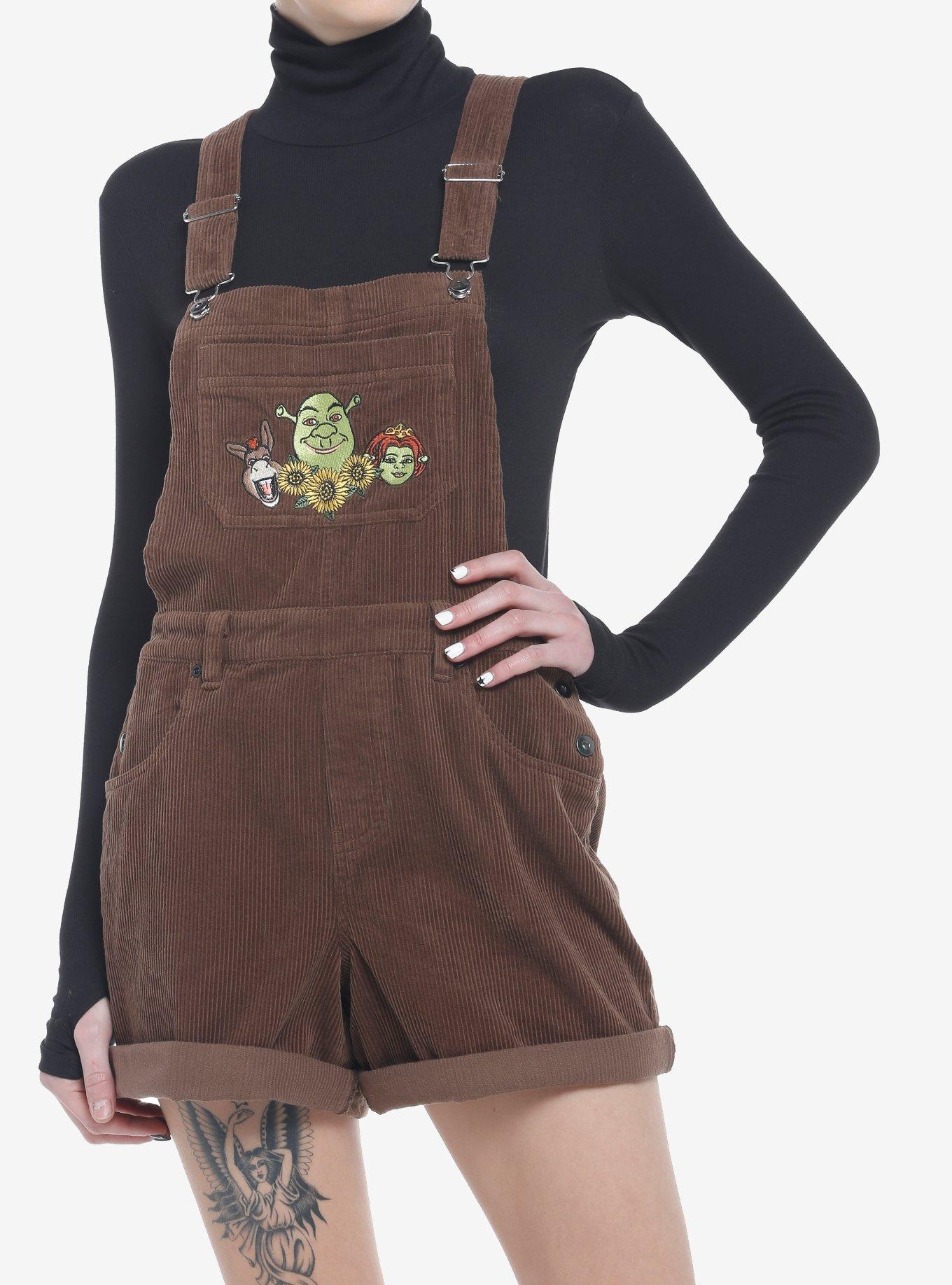 Shrek Embroidered Corduroy Shortalls, BROWN, hi-res