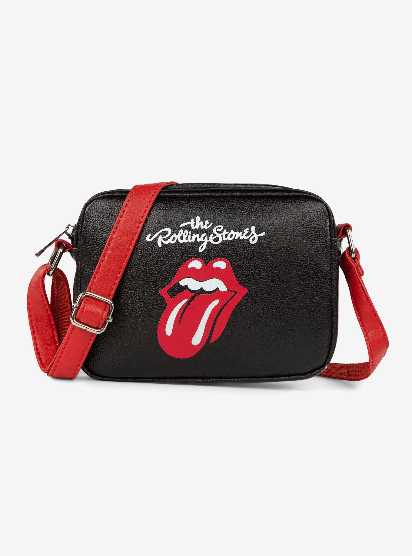 Bugatti Rolling Stones Vegan Leather Crossbody Bag Black with Red Strap