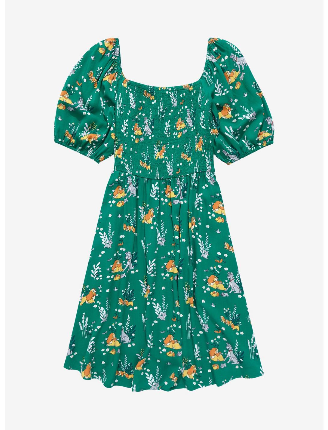 Her Universe Disney Lady and the Tramp Floral Allover Print Smock Dress, MULTI, hi-res