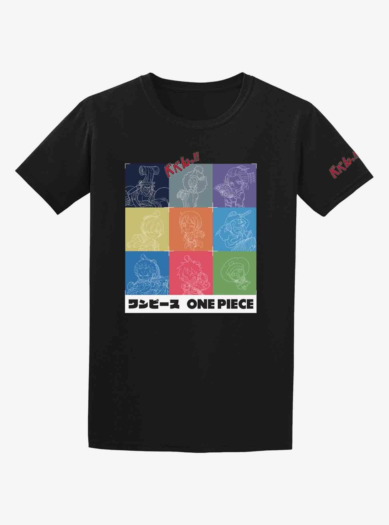 One Piece Chibi Straw Hats Panel T-Shirt, BLACK, hi-res