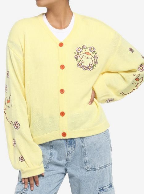 カーディガン epine allhandmade pompom flowercardigan Pompompurin Flower Embroidered Girls Cardigan | Hot Topic