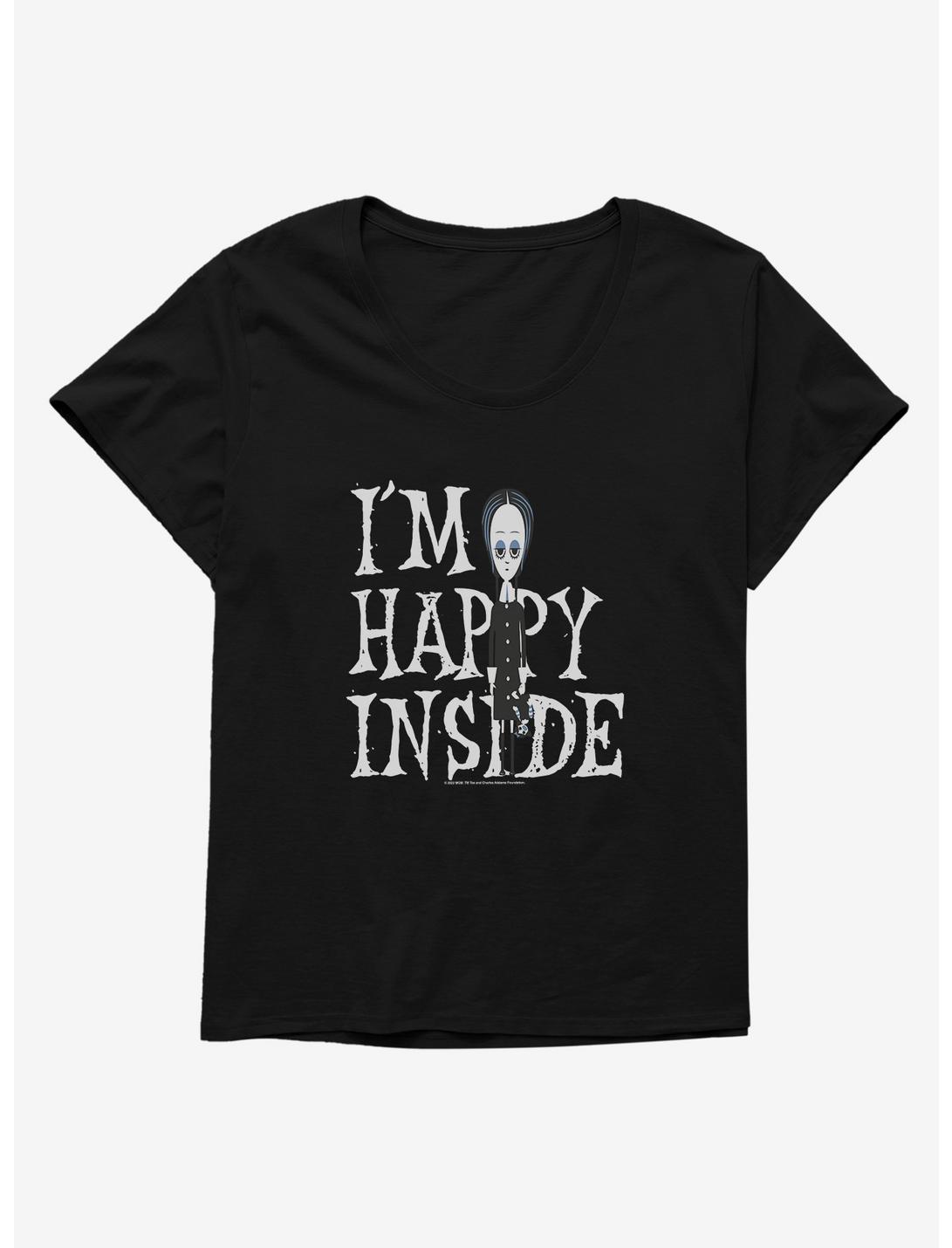 Addams Family I'm Happy Inside Womens T-Shirt Plus Size, BLACK, hi-res