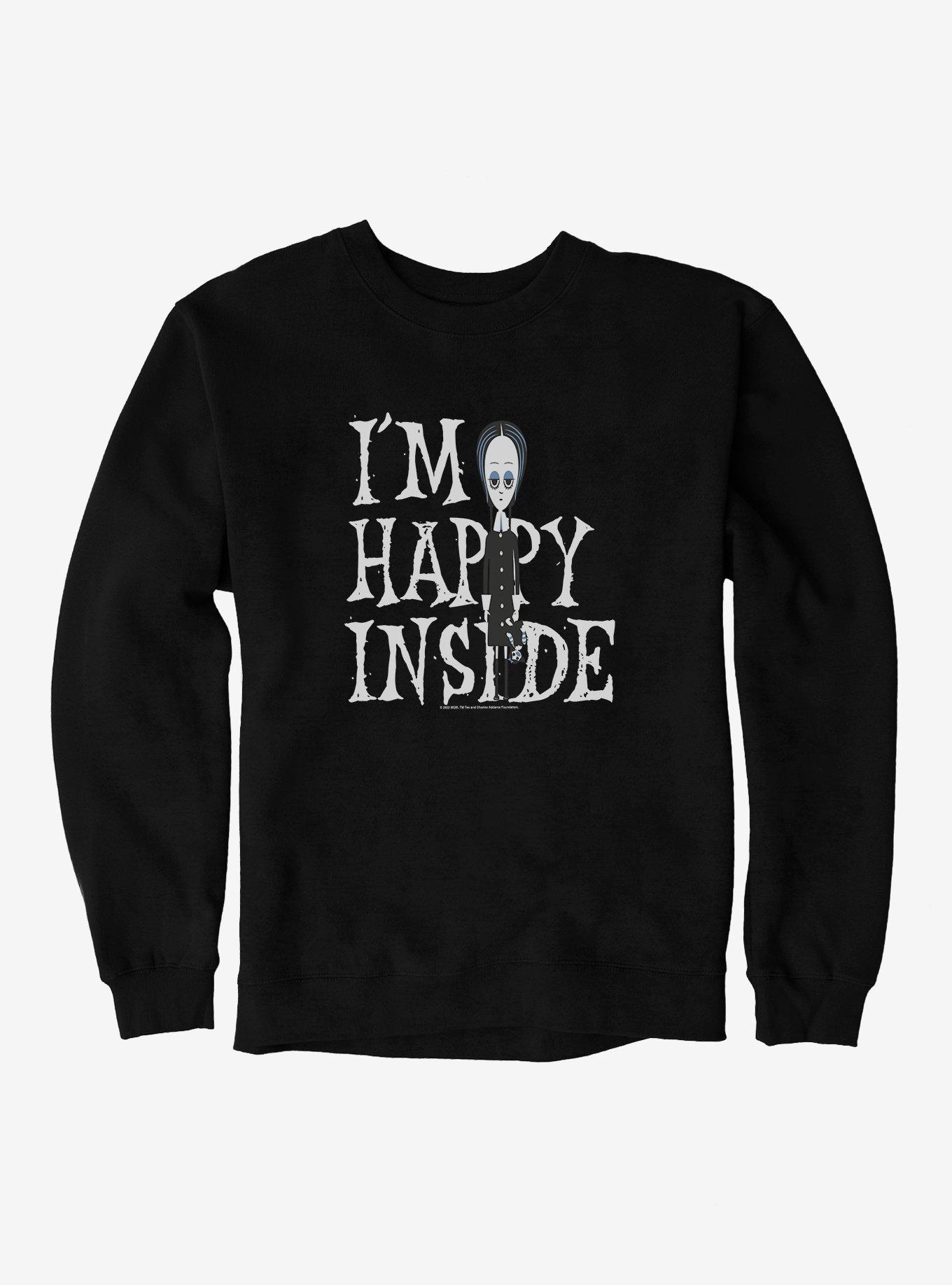 The Addams Family I'm Happy Inside Sweatshirt, BLACK, hi-res