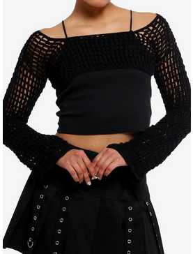 Black Knit Bolero Girls Crop Shrug, , hi-res