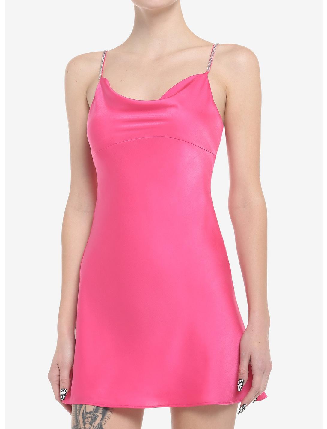 Hot Pink Cowlneck Mini Dress, PINK, hi-res