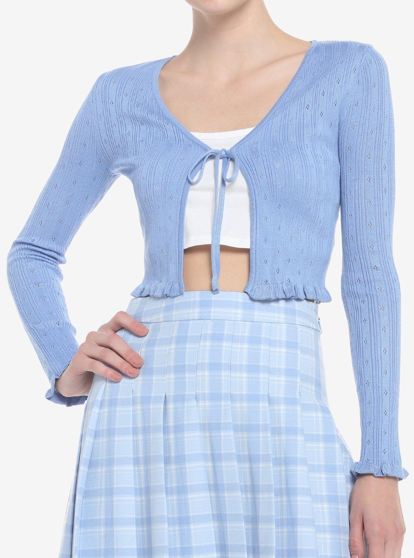 Periwinkle Blue Tie-Front Girls Cardigan | Hot Topic