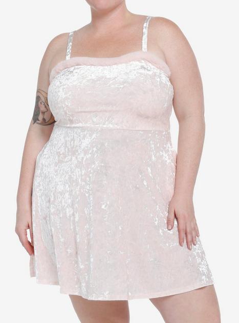 Sweet Society Pastel Pink Crushed Velvet Mini Dress Plus Size