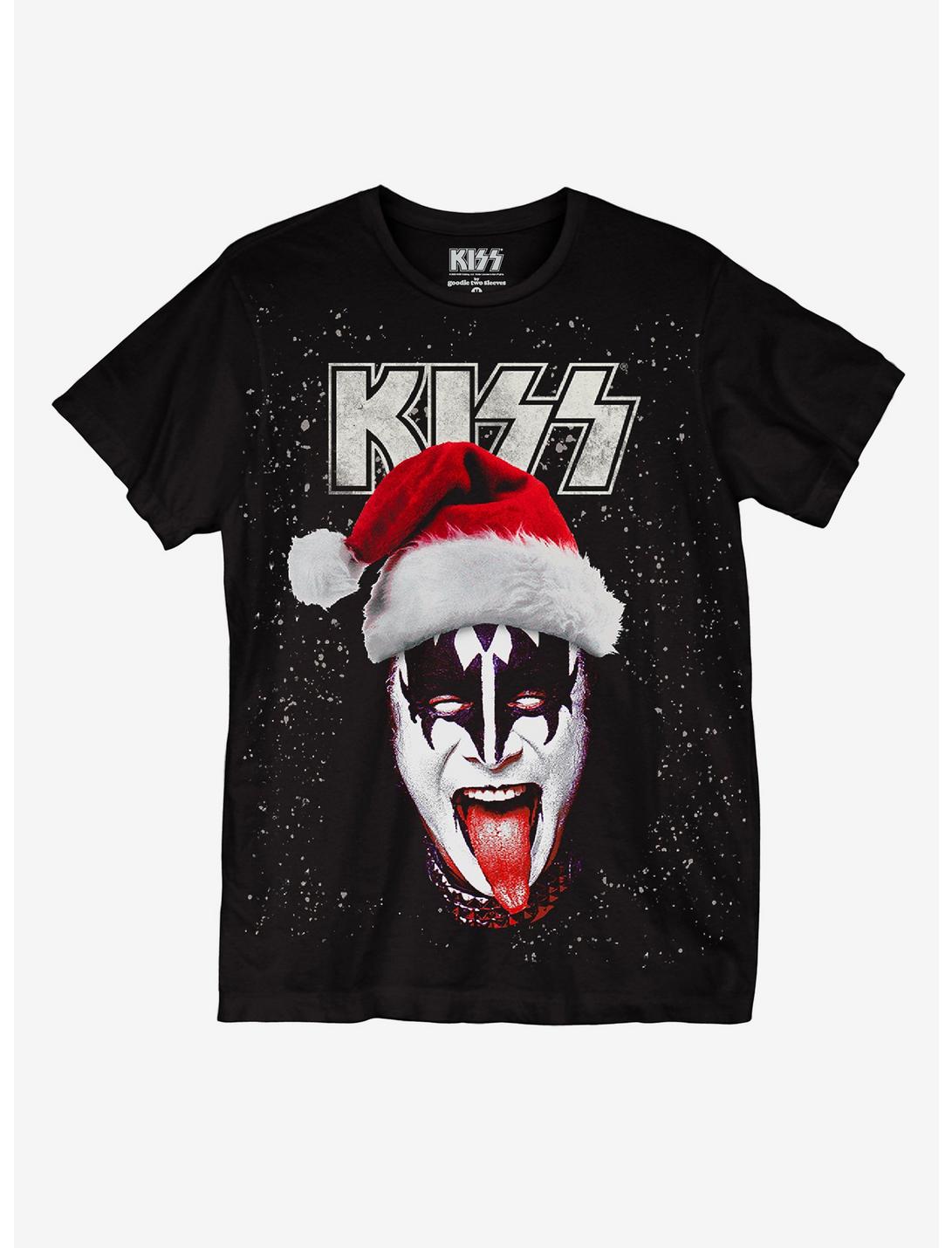 KISS Gene Simmons Santa Hat T-Shirt, BLACK, hi-res