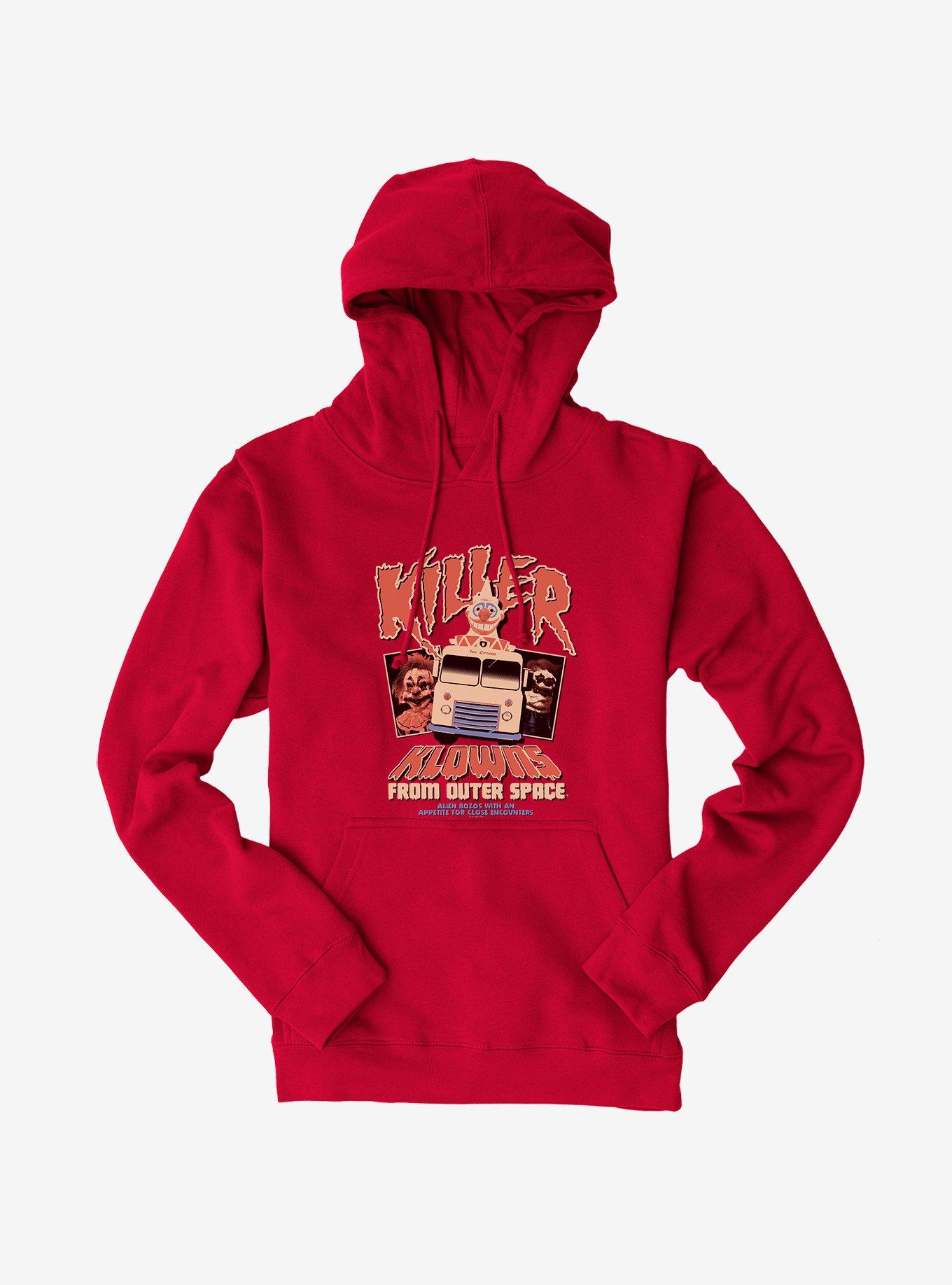 Killer Klowns From Outer Space Vintage Movie Poster Hoodie, RED, hi-res
