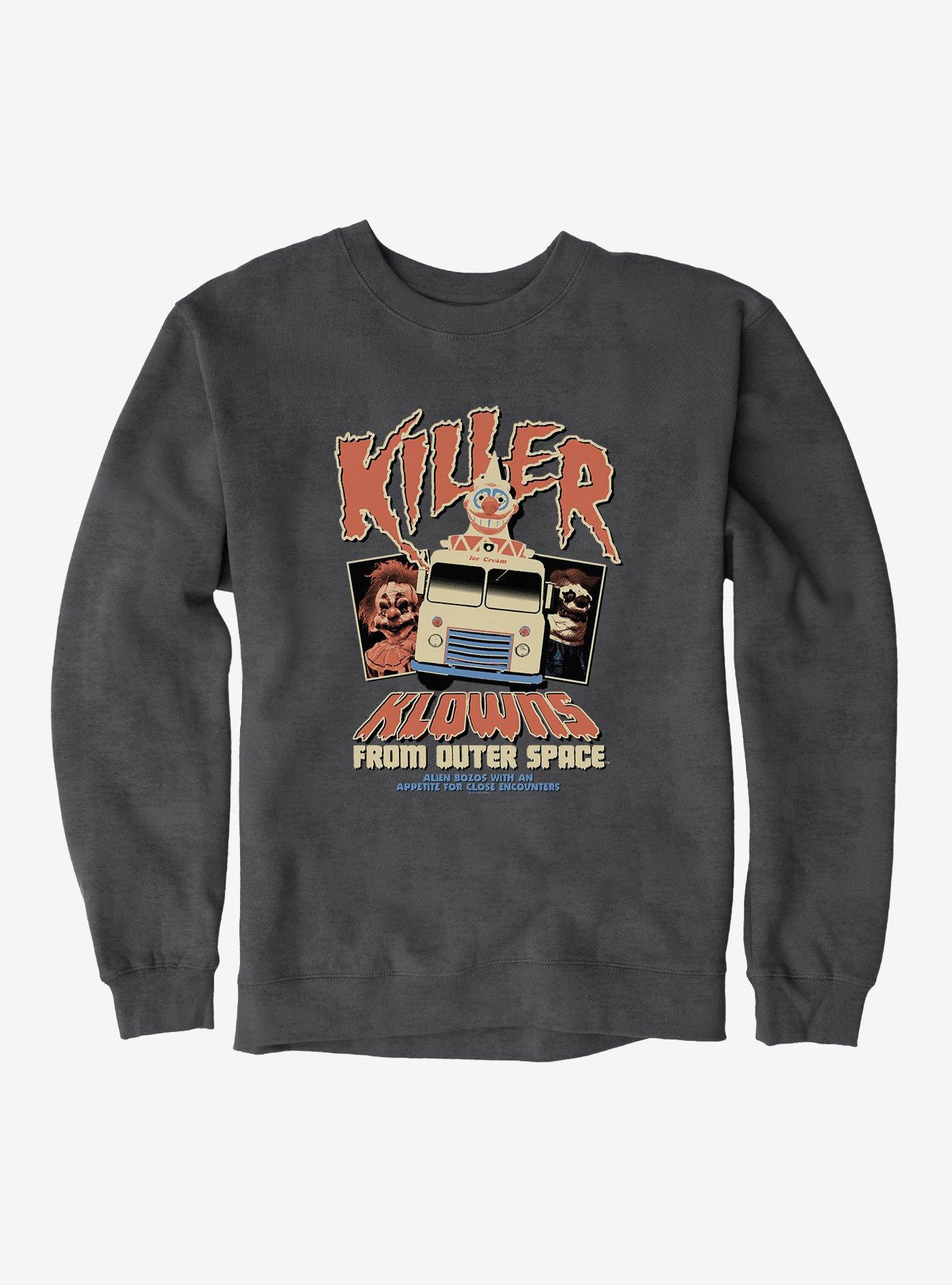 Killer Klowns From Outer Space Vintage Movie Poster Sweatshirt, DARK HEATHER, hi-res