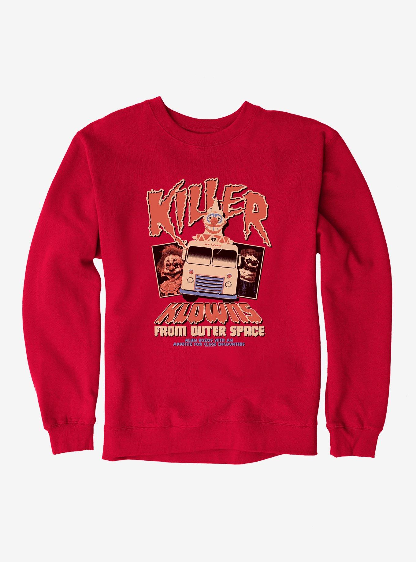 Killer Klowns From Outer Space Vintage Movie Poster Sweatshirt, RED, hi-res