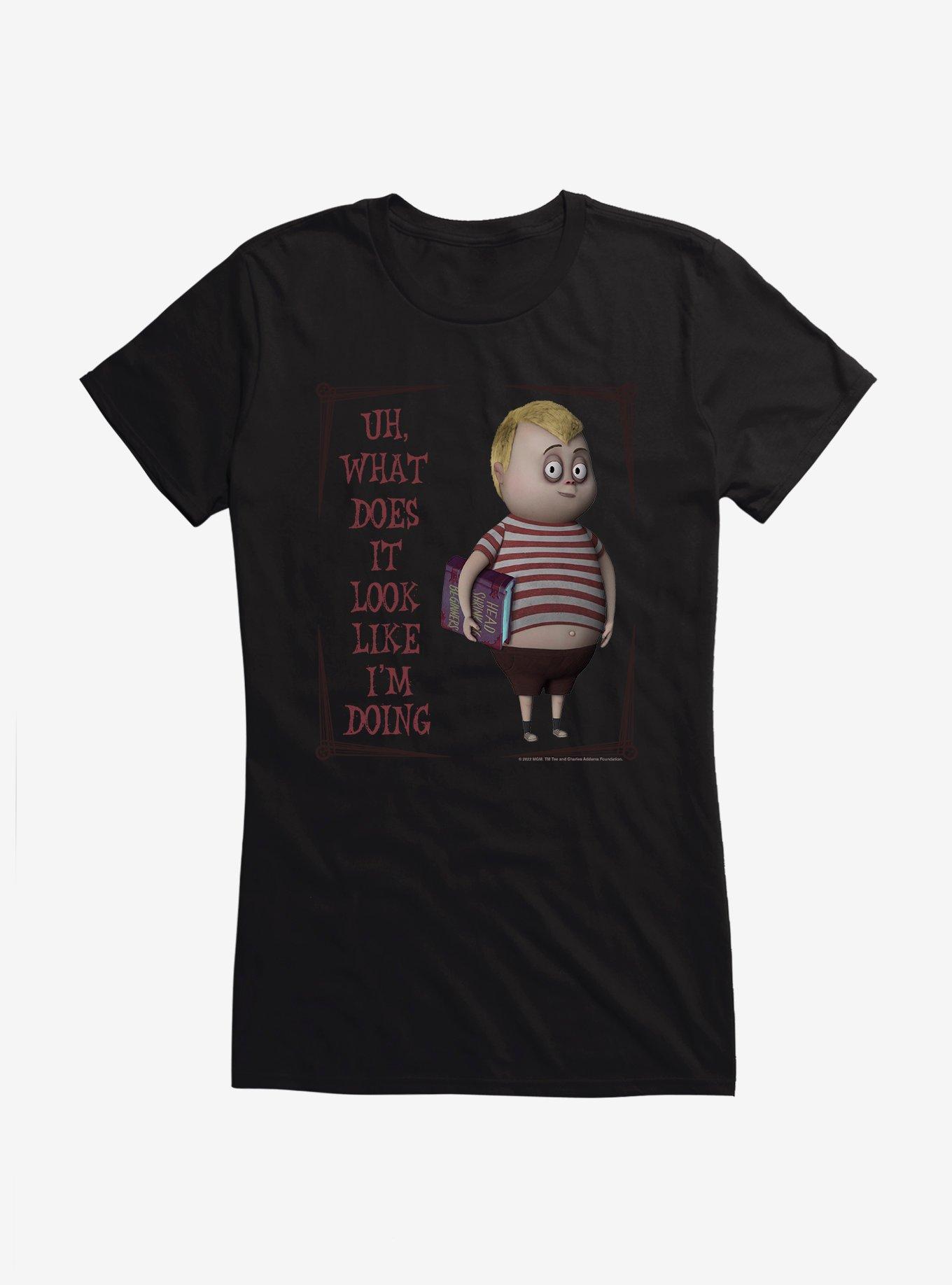 Addams Family Head Shrinking Girls T-Shirt, BLACK, hi-res