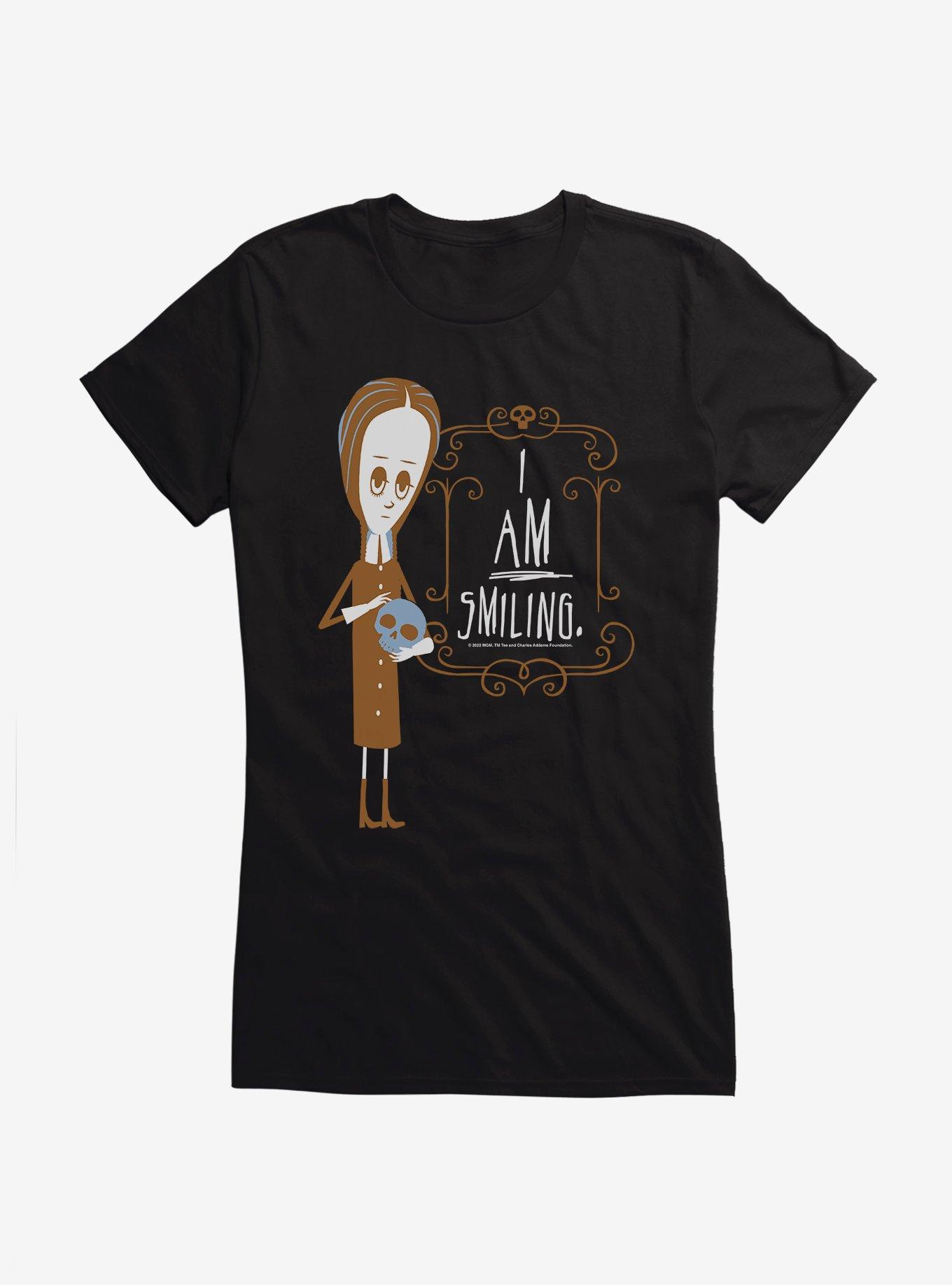 Addams Family I Am Smiling Girls T-Shirt, BLACK, hi-res