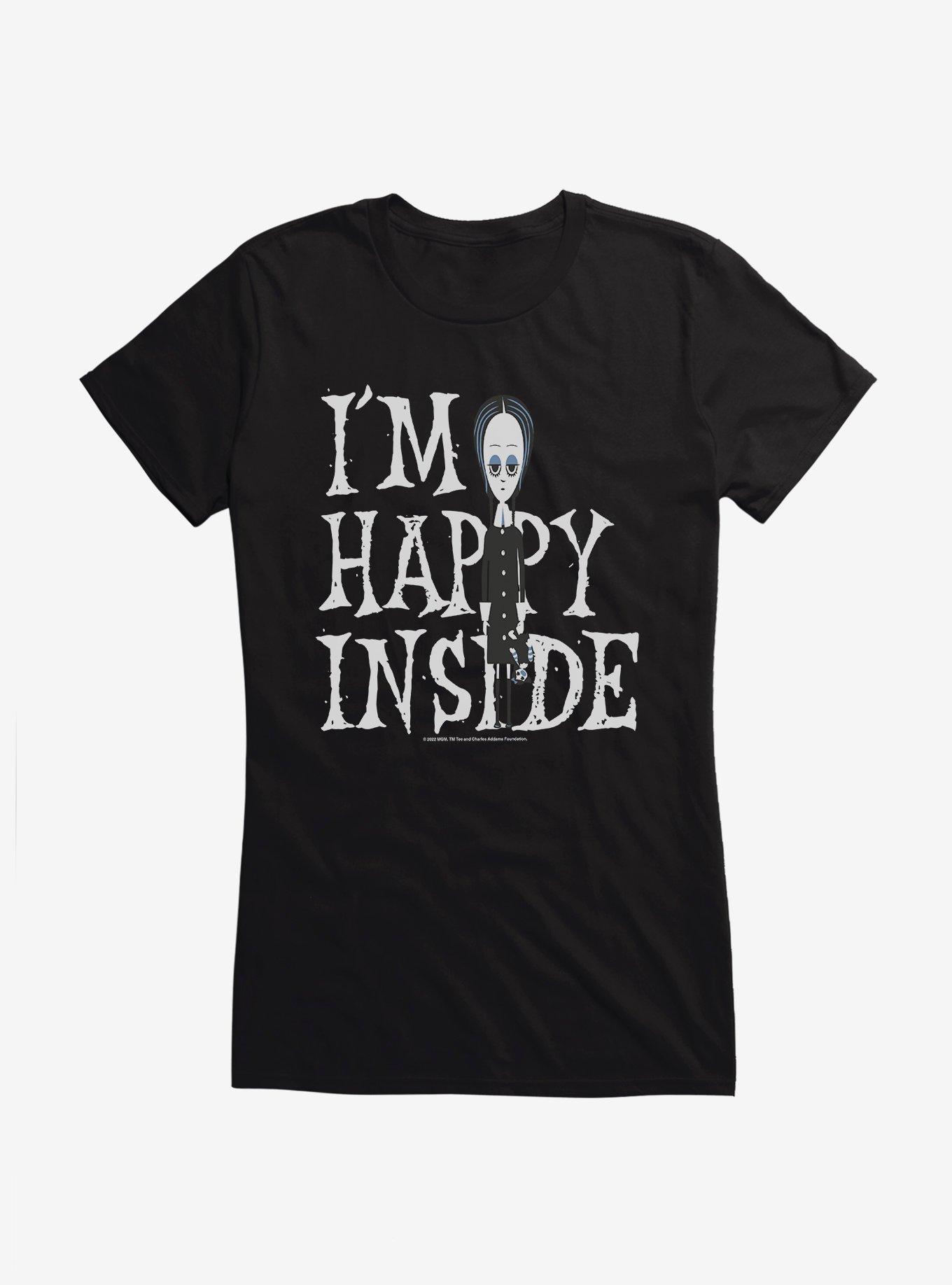 Addams Family I'm Happy Inside Girls T-Shirt, BLACK, hi-res