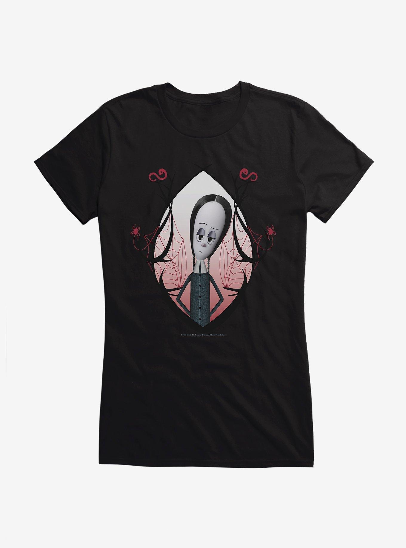 Addams Family Wednesday Spiderwebs Girls T-Shirt, BLACK, hi-res