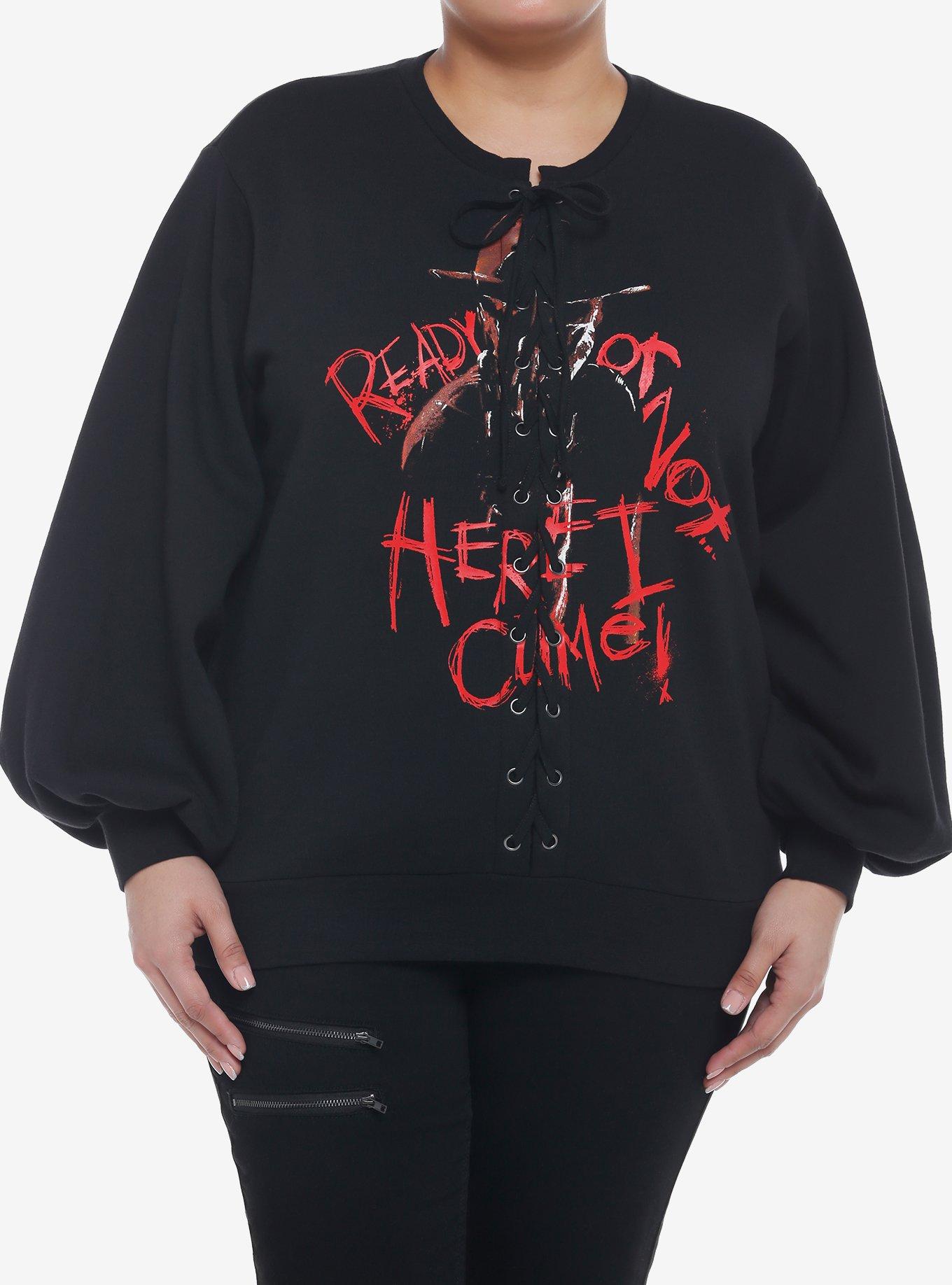A Nightmare On Elm Street Lace-Up Girls Sweatshirt Plus Size, , hi-res
