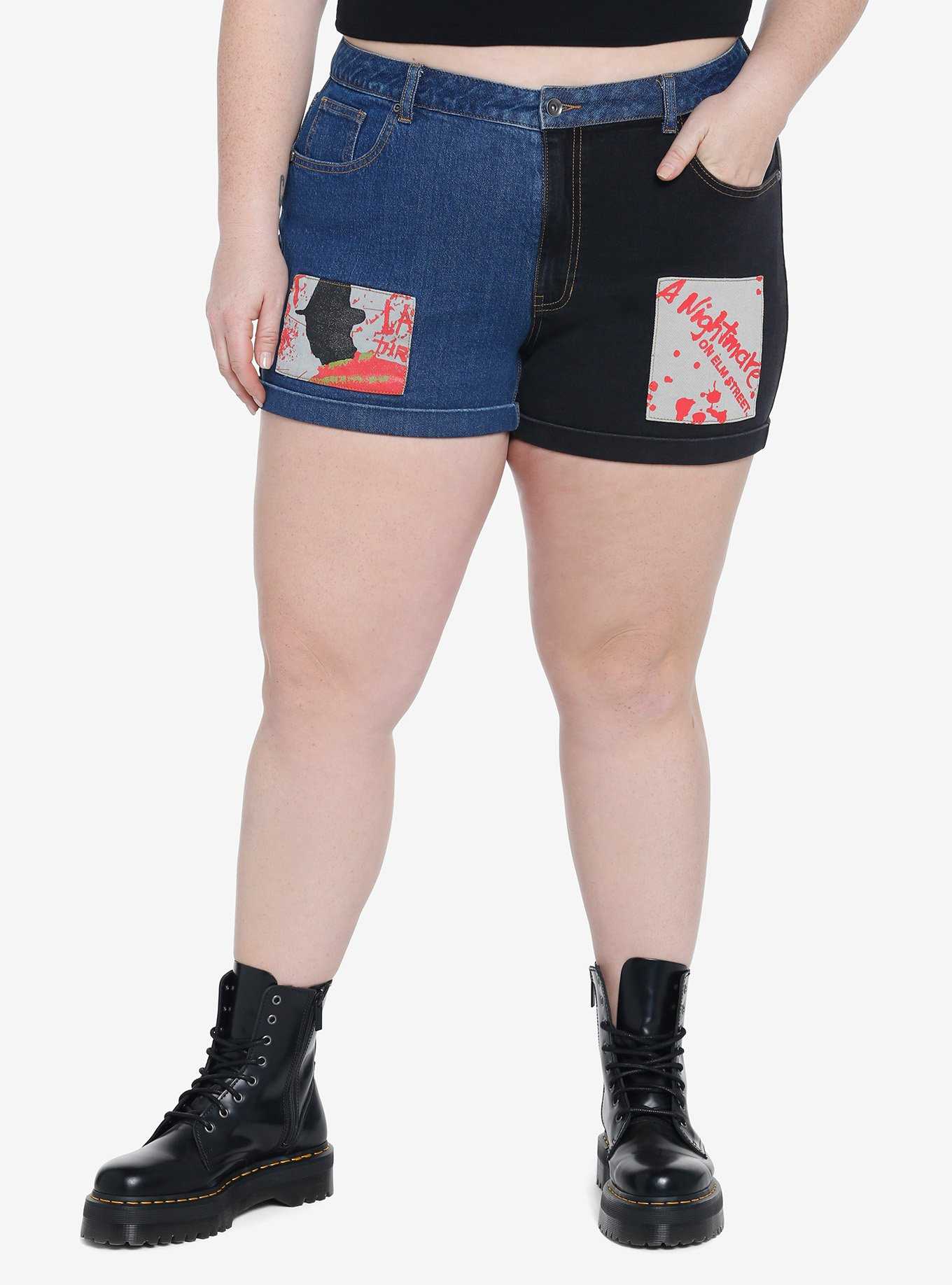 A Nightmare On Elm Street Freddy Patches Mom Shorts Plus Size, , hi-res