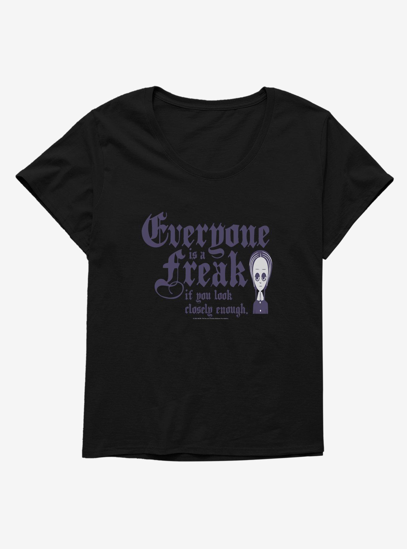 Addams Family Everyone Is A Freak Girls T-Shirt Plus Size, BLACK, hi-res