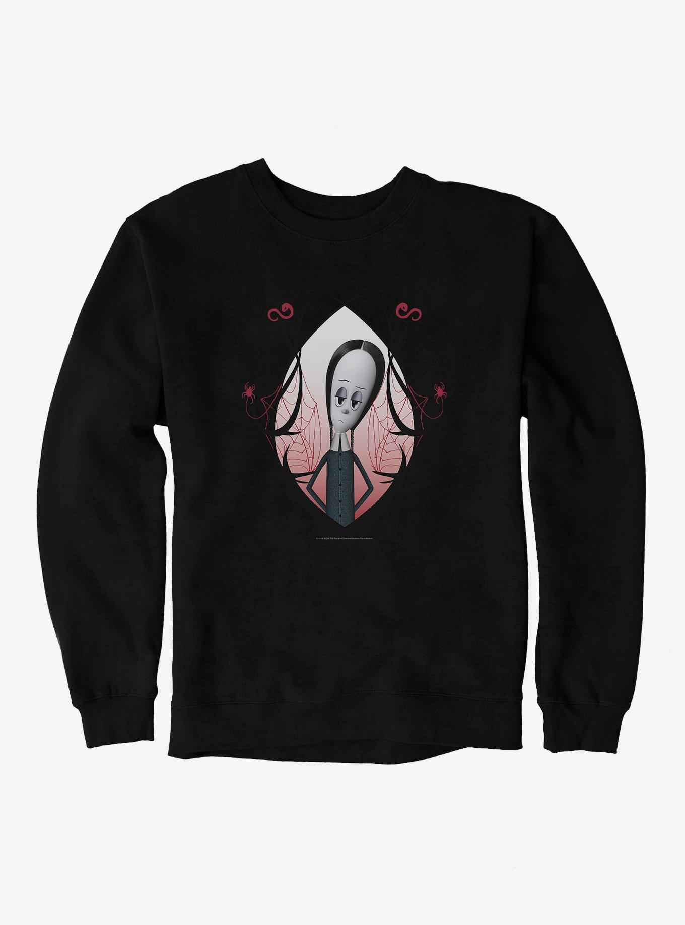 The Addams Family Wednesday Spiderwebs Sweatshirt, BLACK, hi-res