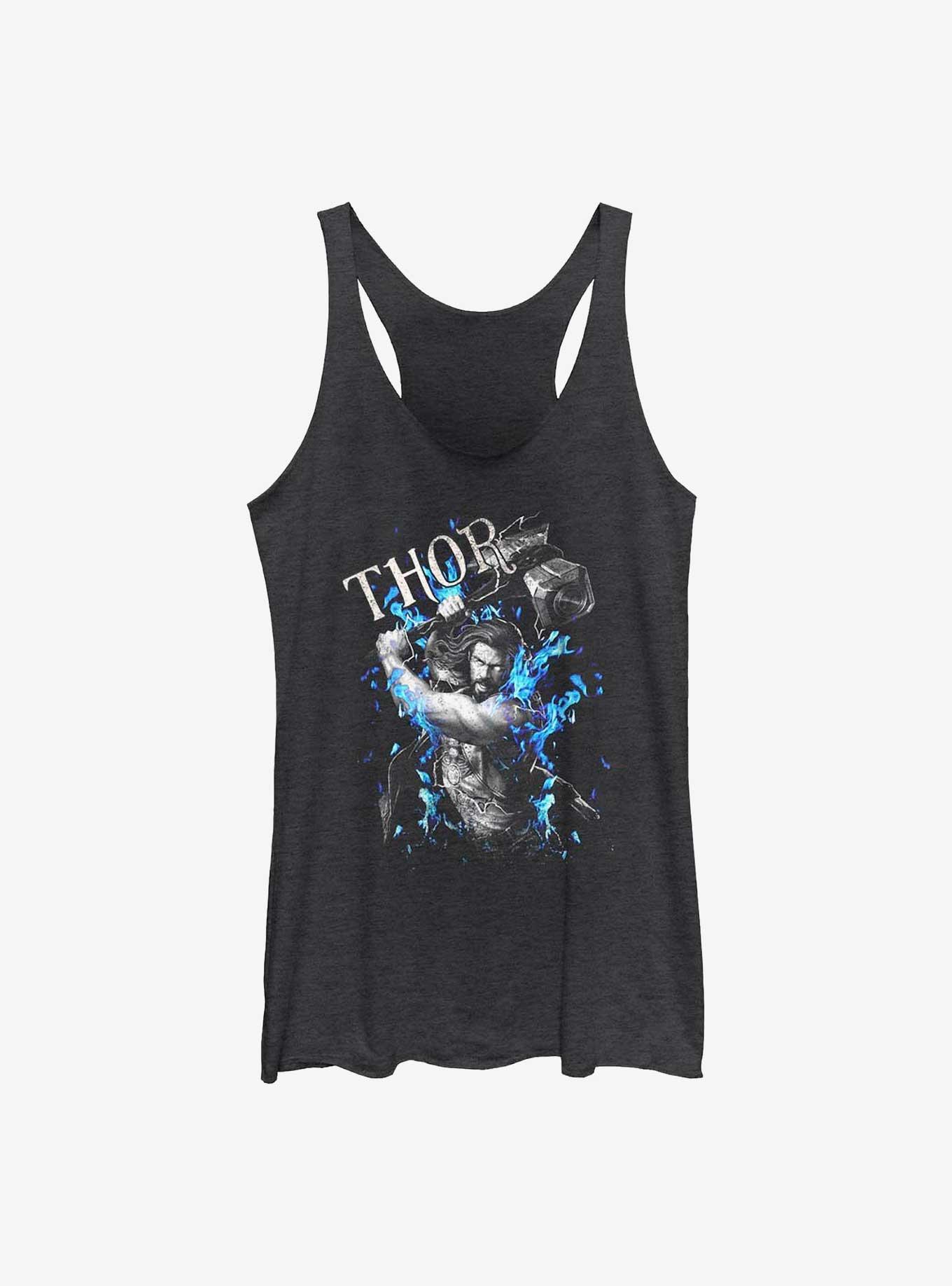 Marvel Thor: Love and Thunder On Fire Girls Tank, BLK HTR, hi-res