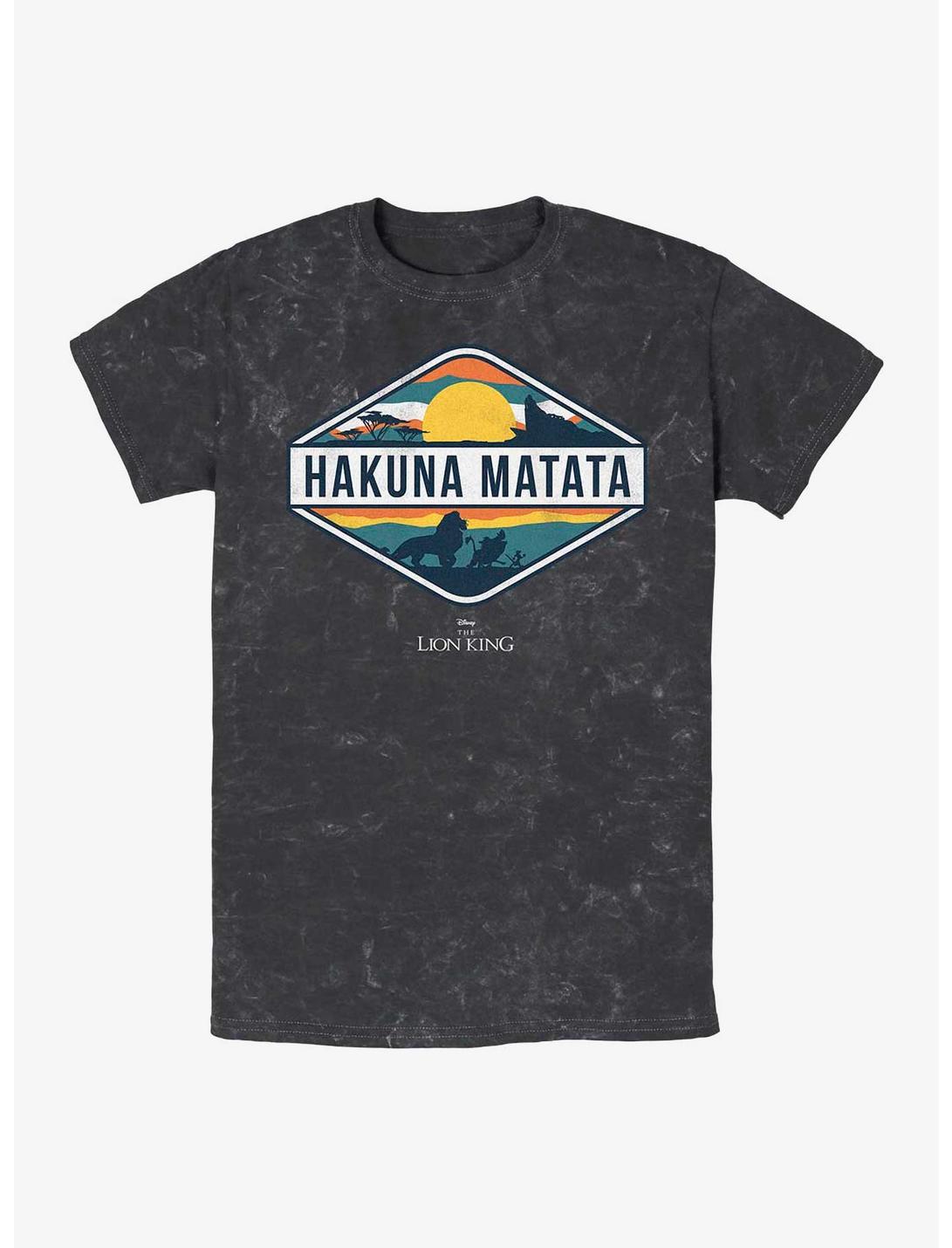 Disney The Lion King Hakuna Matata Emblem Mineral Wash T-Shirt, BLACK, hi-res