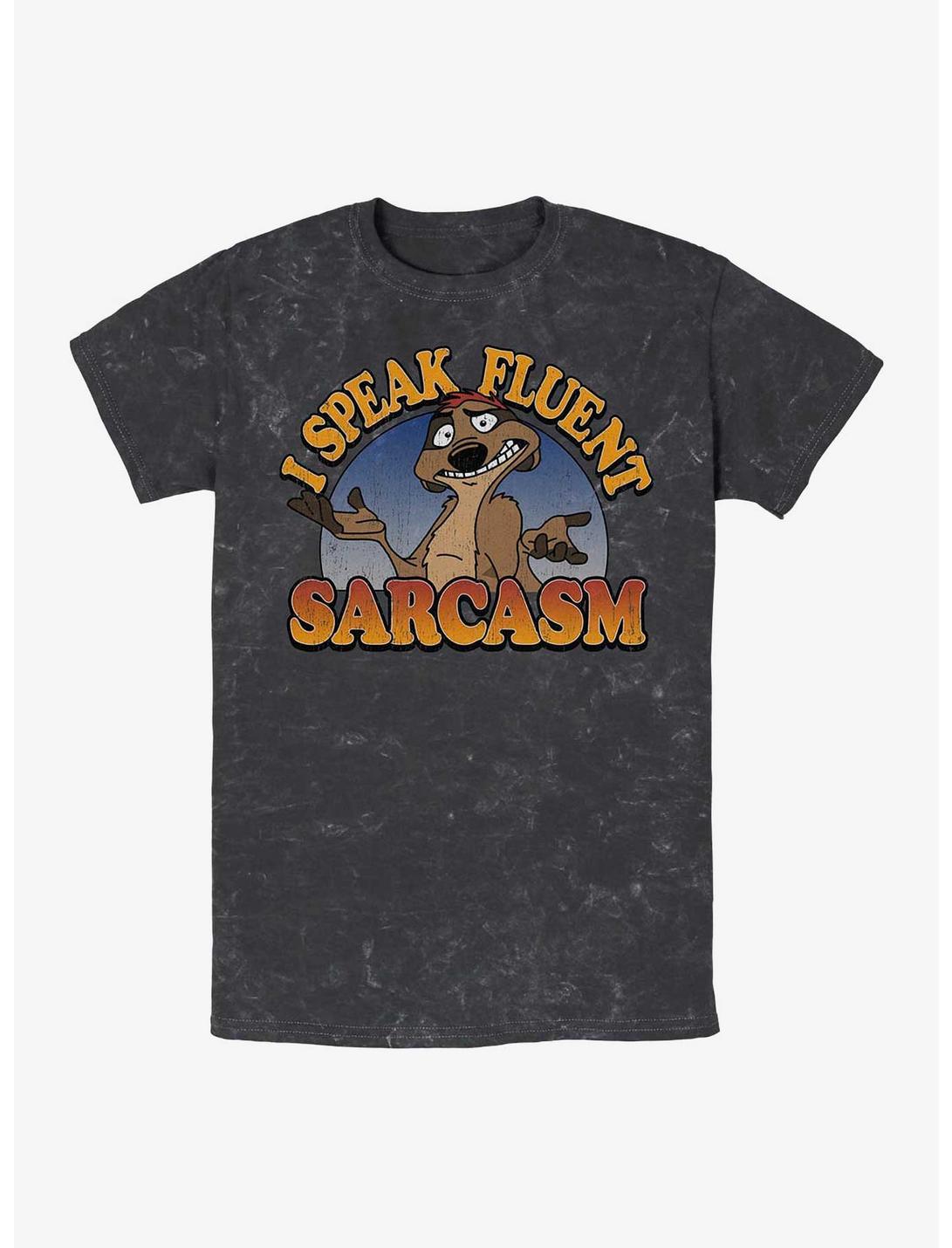 Disney The Lion King Timon Fluent Sarcasm Mineral Wash T-Shirt, BLACK, hi-res
