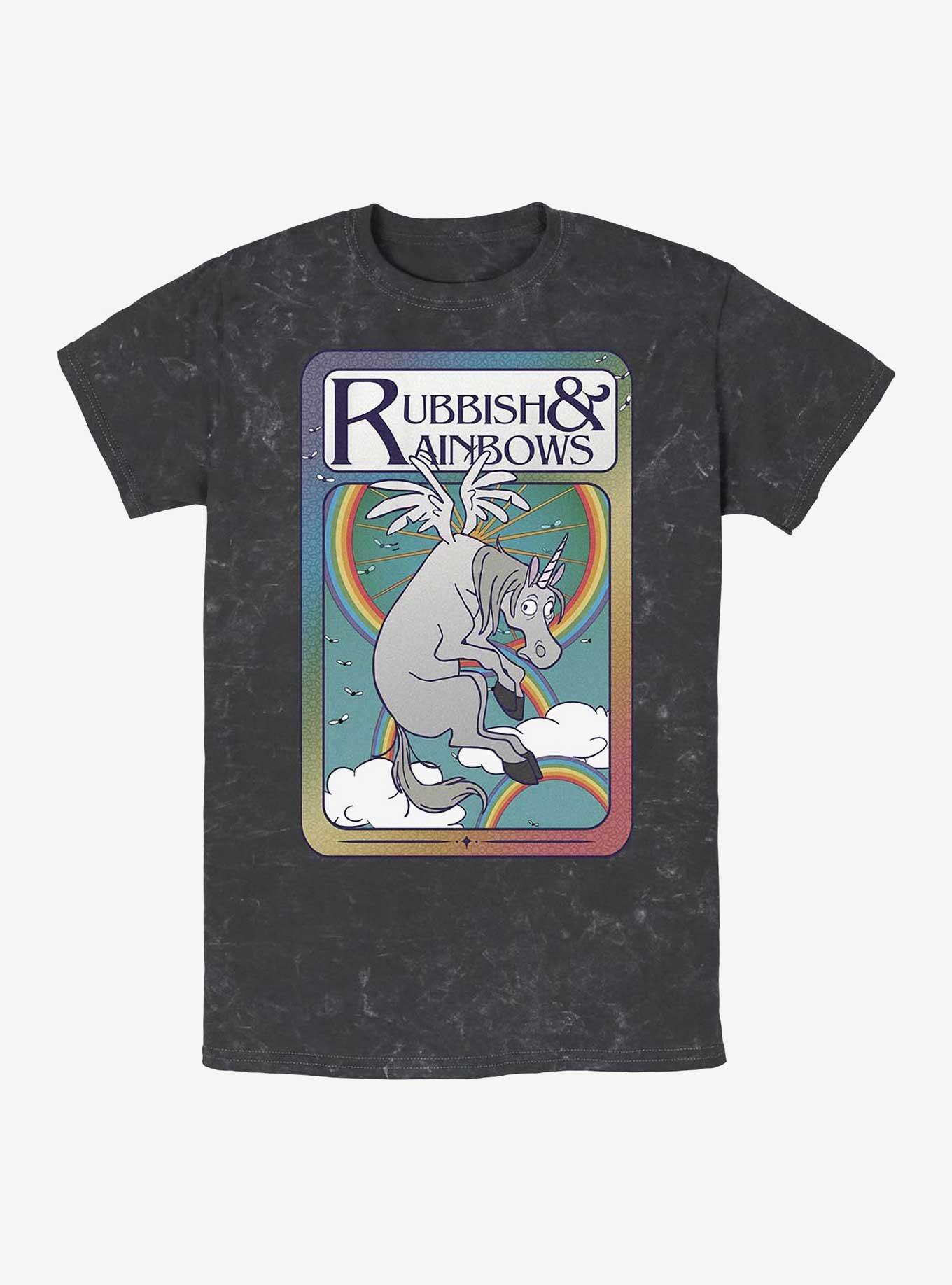 Disney Pixar Onward Unicorn Rubbish n' Rainbows Mineral Wash T-Shirt, BLACK, hi-res