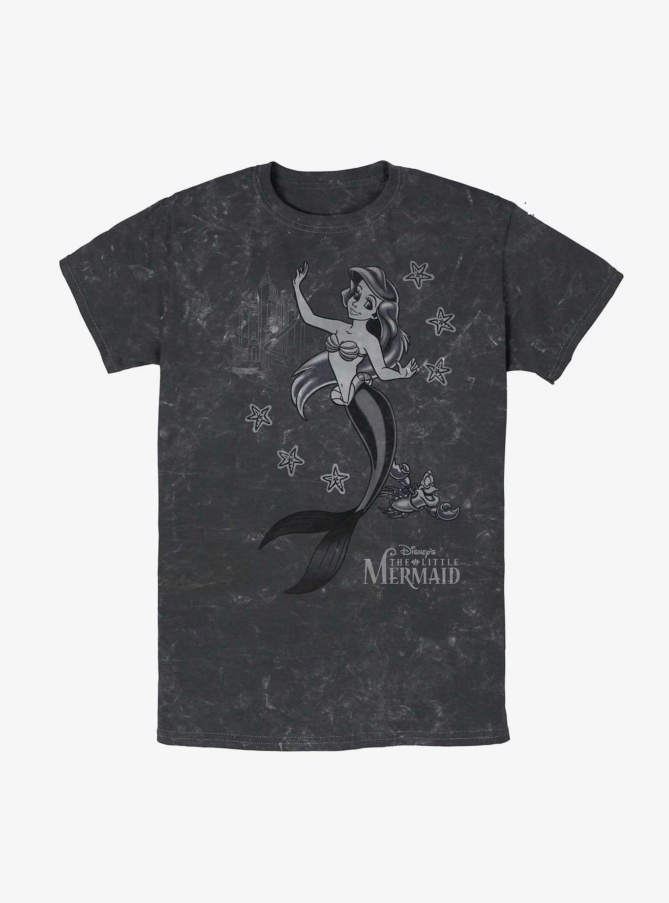 Disney Princesses Ariel and Sebastian Mineral Wash T-Shirt, BLACK, hi-res
