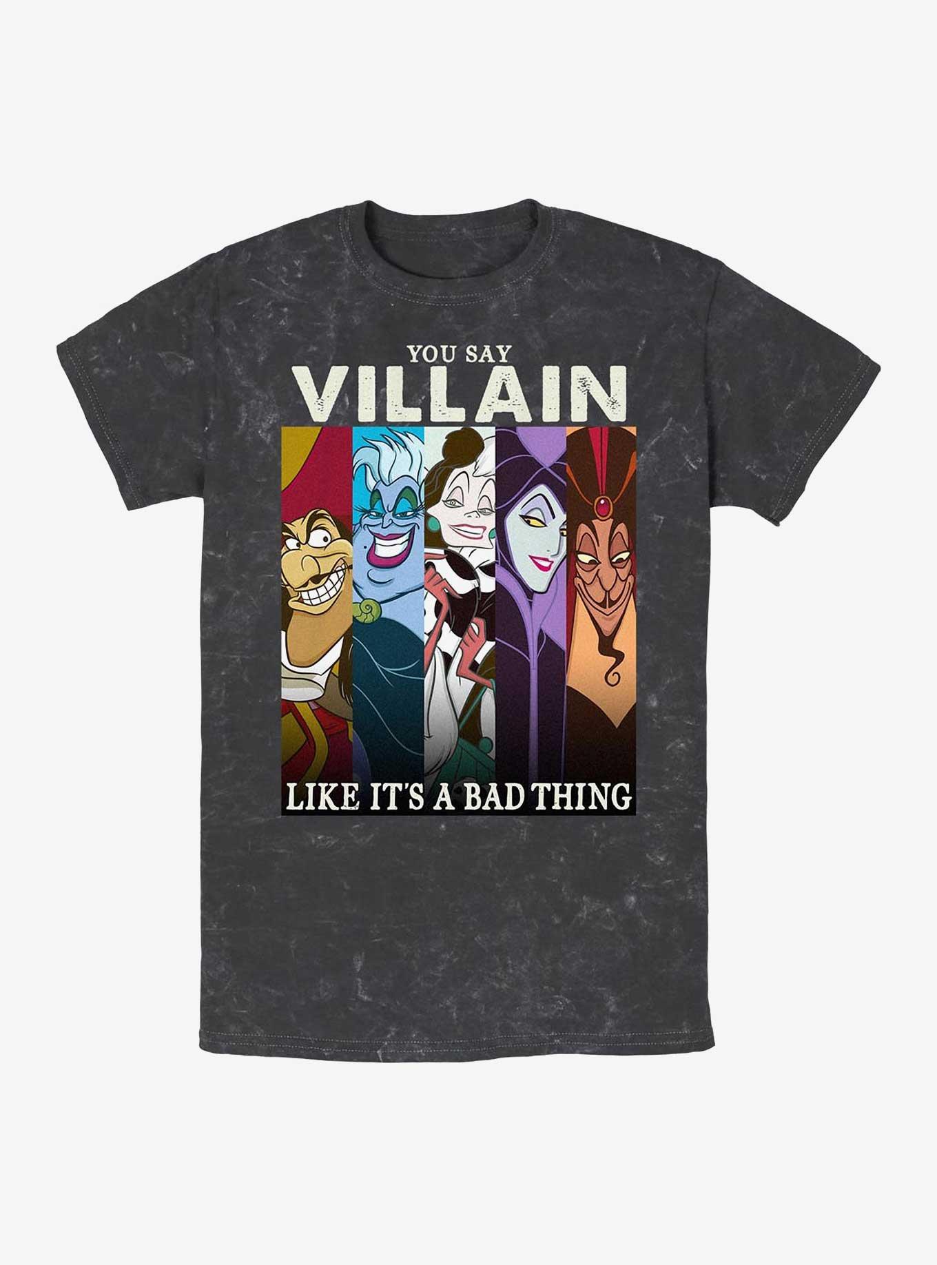 Disney Villains You Say Villain Like It's A Bad Thing Mineral Wash T-Shirt, BLACK, hi-res