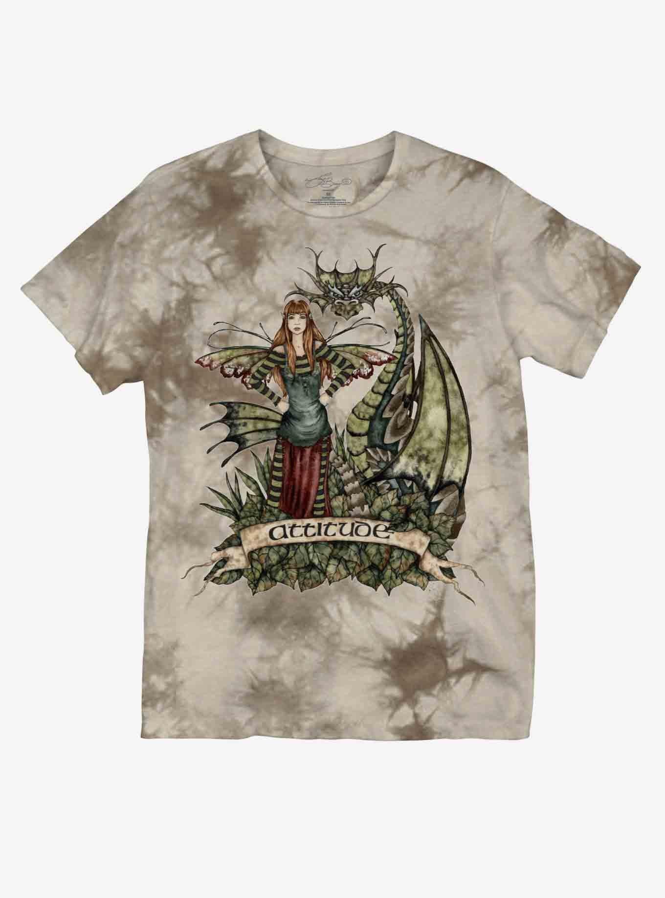 Fairy Dragon Wash Boyfriend Fit Girls T-Shirt By Amy Brown, , hi-res