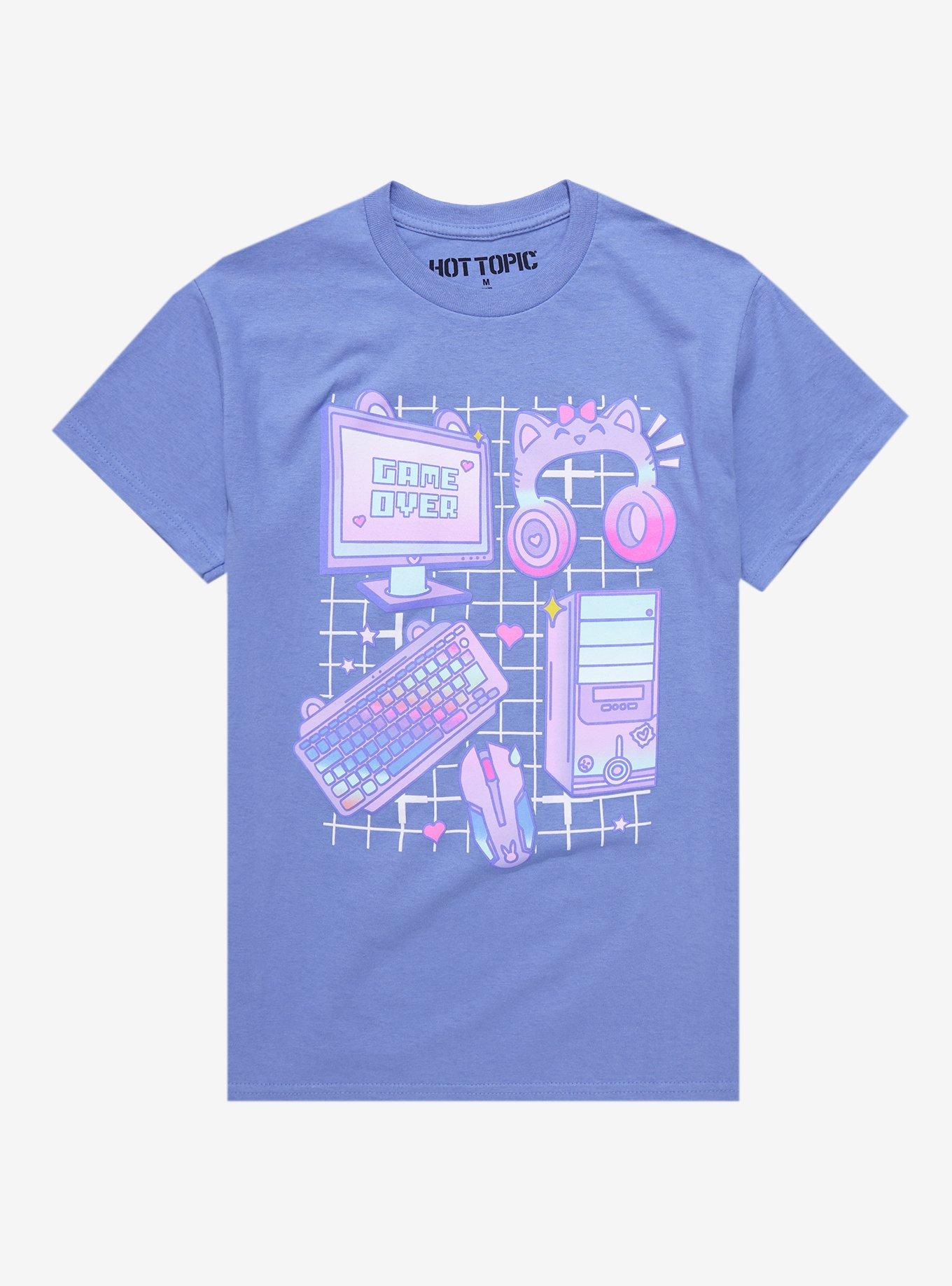 Kawaii Gamer Setup Grid Boyfriend Fit Girls T-Shirt, MULTI, hi-res