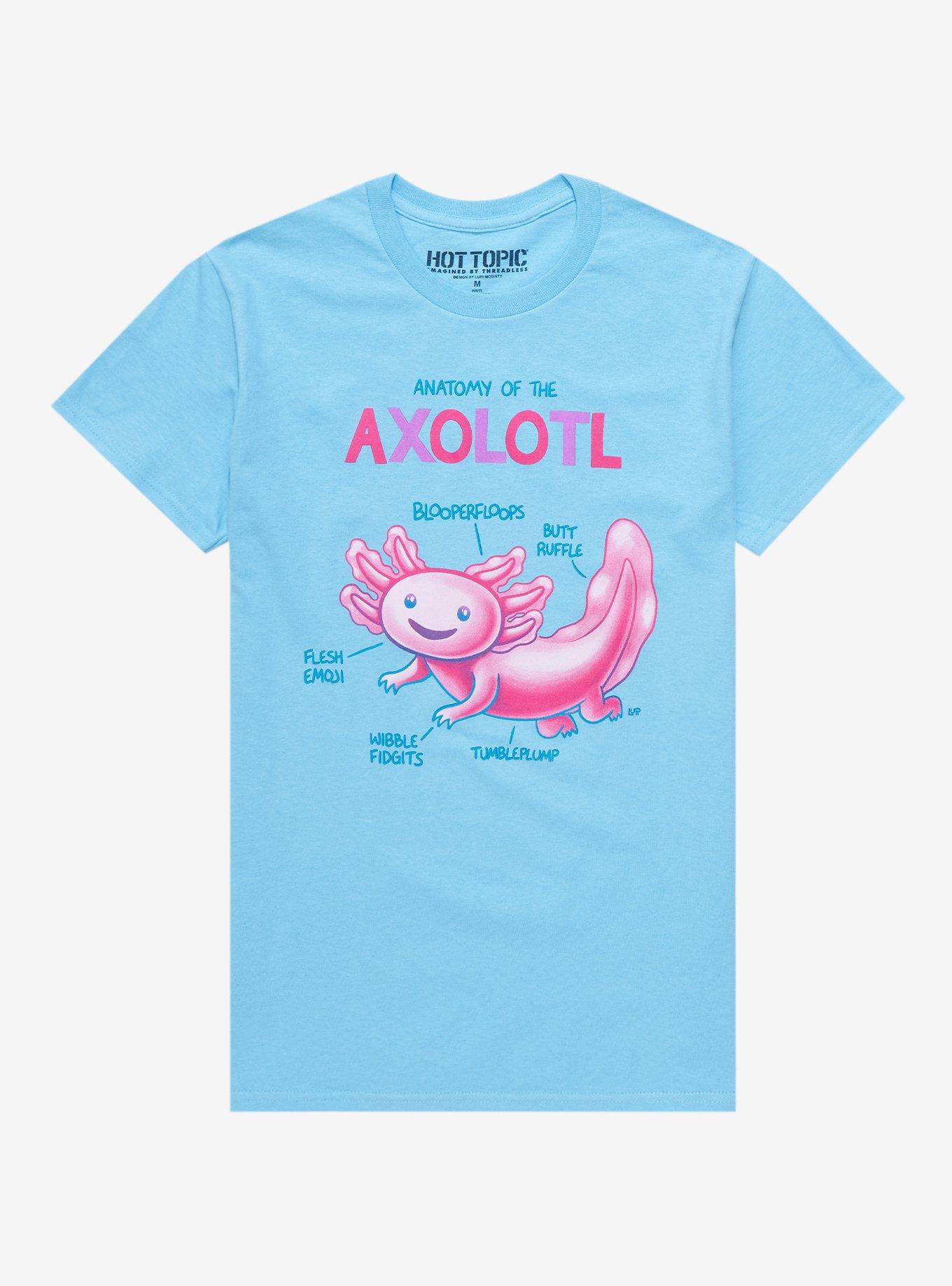 Axolotl Funny Anatomy Boyfriend Fit Girls T-Shirt By LupiMcGinty, MULTI, hi-res