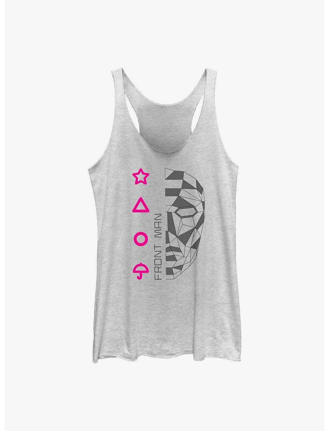 Squid Game Front Man Line Art Womens Tank Top, WHITE HTR, hi-res
