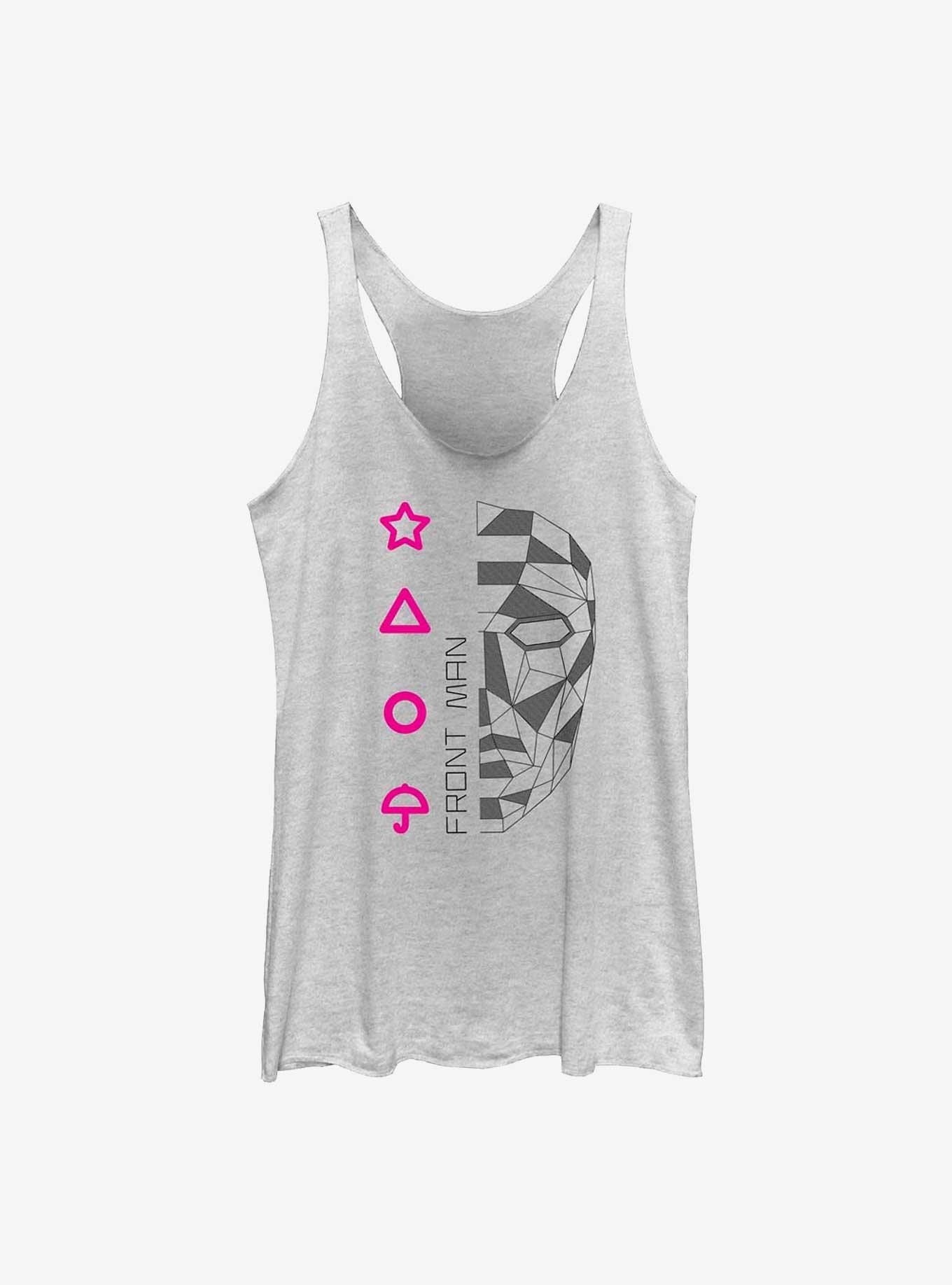 Squid Game Front Man Line Art Womens Tank Top, WHITE HTR, hi-res