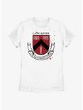 First Kill Blood Splatter Lancaster Crest Womens T-Shirt, WHITE, hi-res
