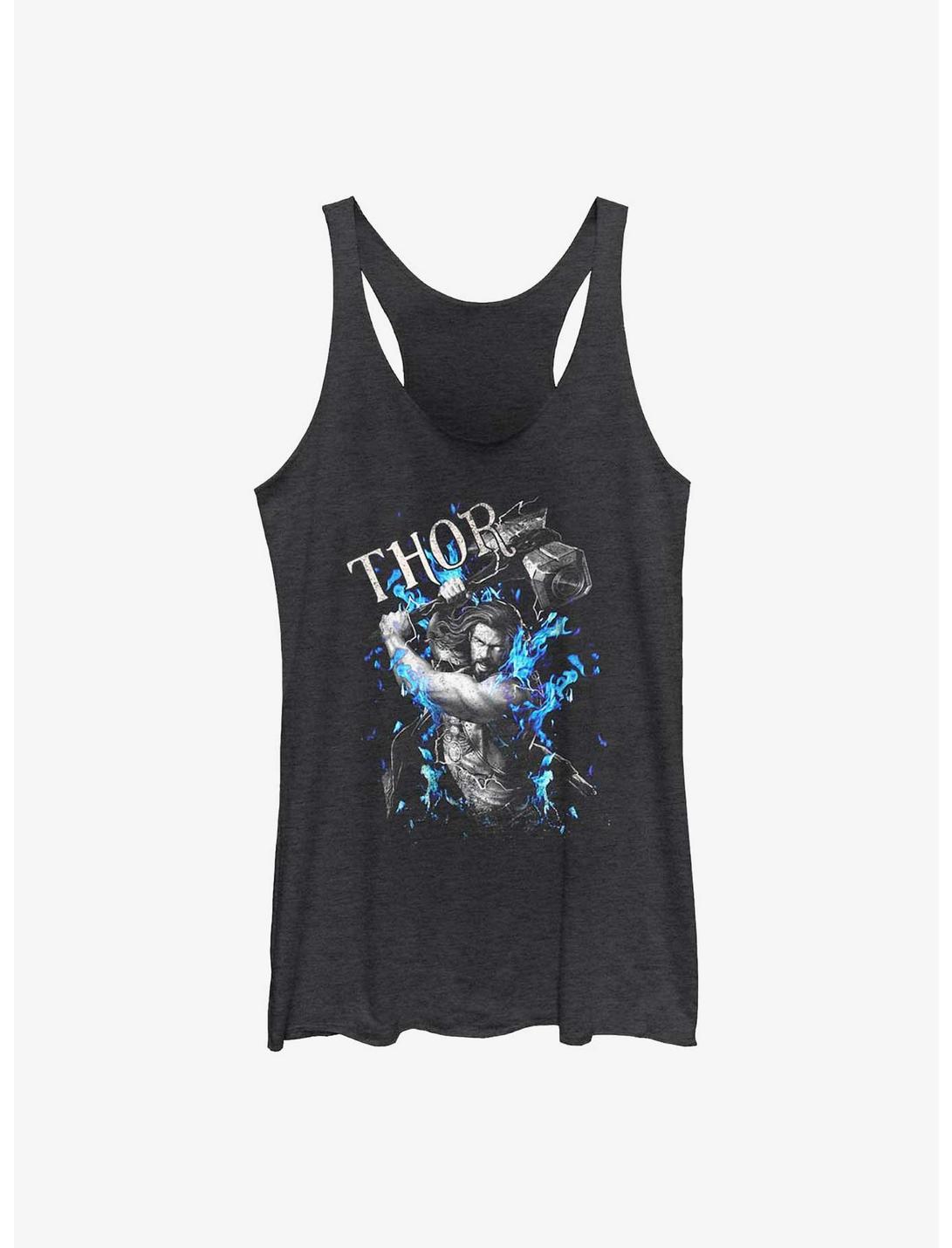 Marvel Thor: Love and Thunder Thunder Fire Womens Tank Top, BLK HTR, hi-res