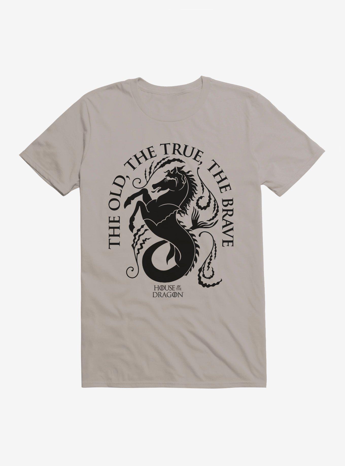 House Of The Dragon House Velaryon The True, The Old, The Brave T-Shirt, LIGHT GREY, hi-res