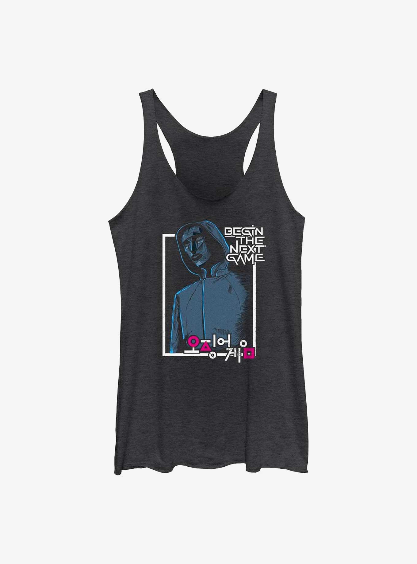 Squid Game Begin The Next Game Womens Tank Top, BLK HTR, hi-res