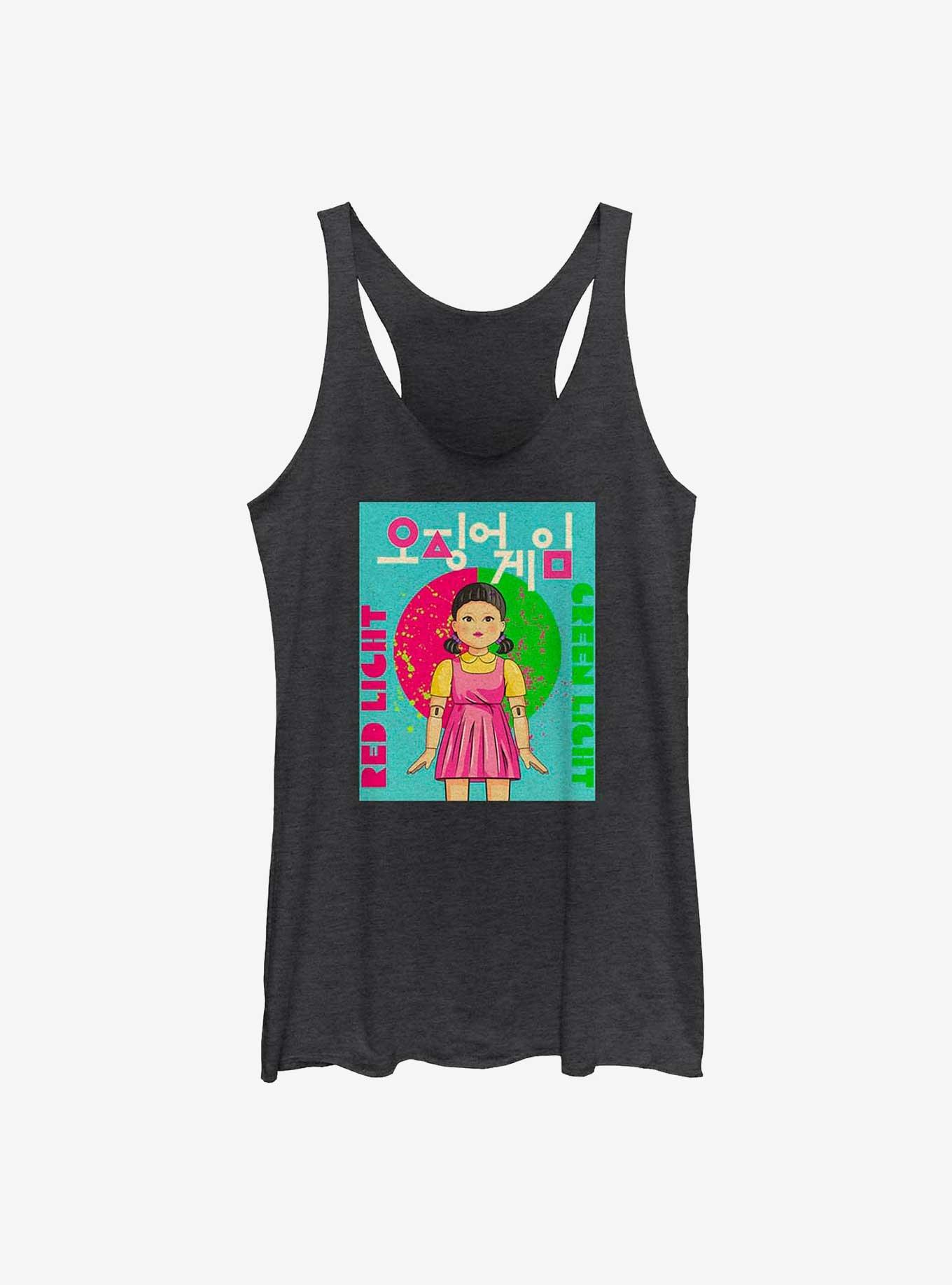 Squid Game First Game Poster Womens Tank Top, BLK HTR, hi-res