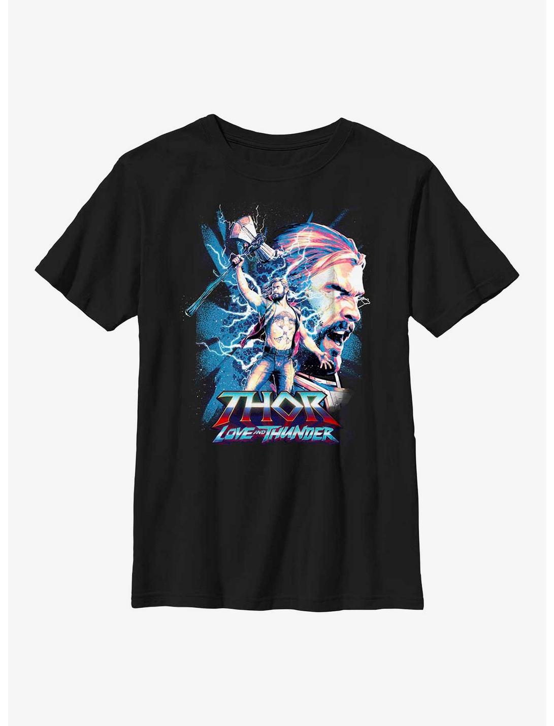 Marvel Thor: Love and Thunder Portrait Thor Youth T-Shirt, BLACK, hi-res