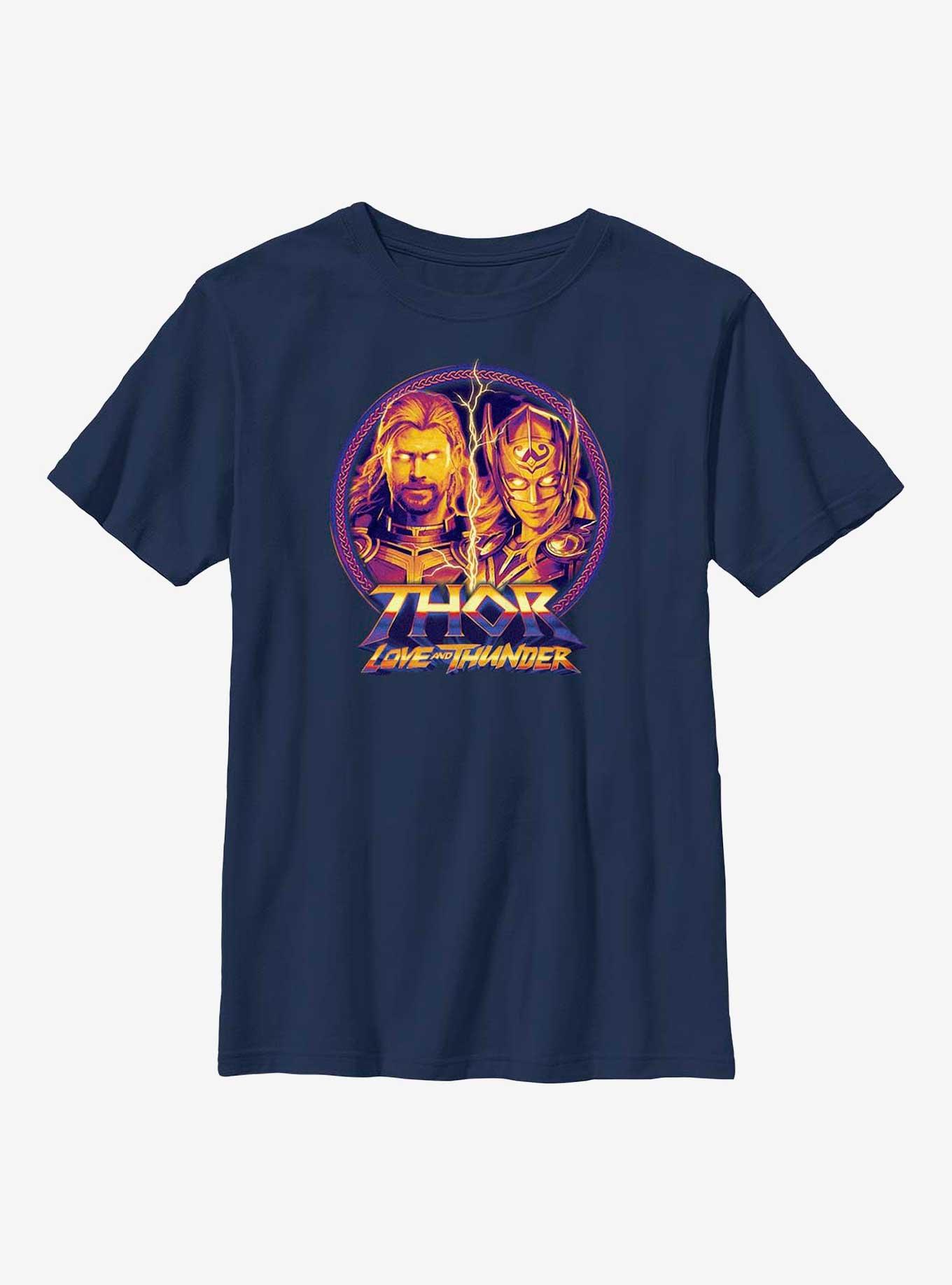 Marvel Thor: Love and Thunder Split Face Portrait Youth T-Shirt, , hi-res