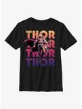 Marvel Thor: Love and Thunder Thor Text Stack Youth T-Shirt, BLACK, hi-res